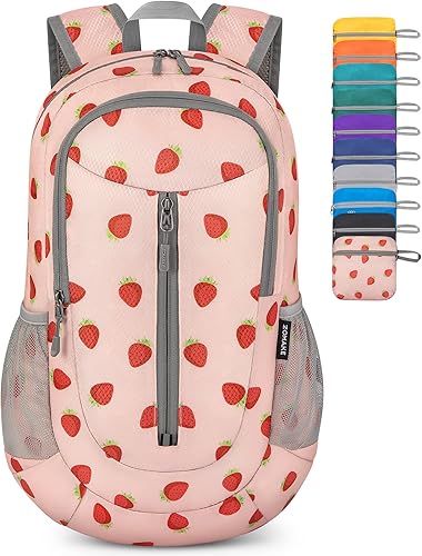 Miniatura 29 de ZOMAKE Mochila ultraligera plegable de 25 L, mochilas de senderismo plegables resistentes al agua, pequeña mochila plegable para viajes (Azul Azul