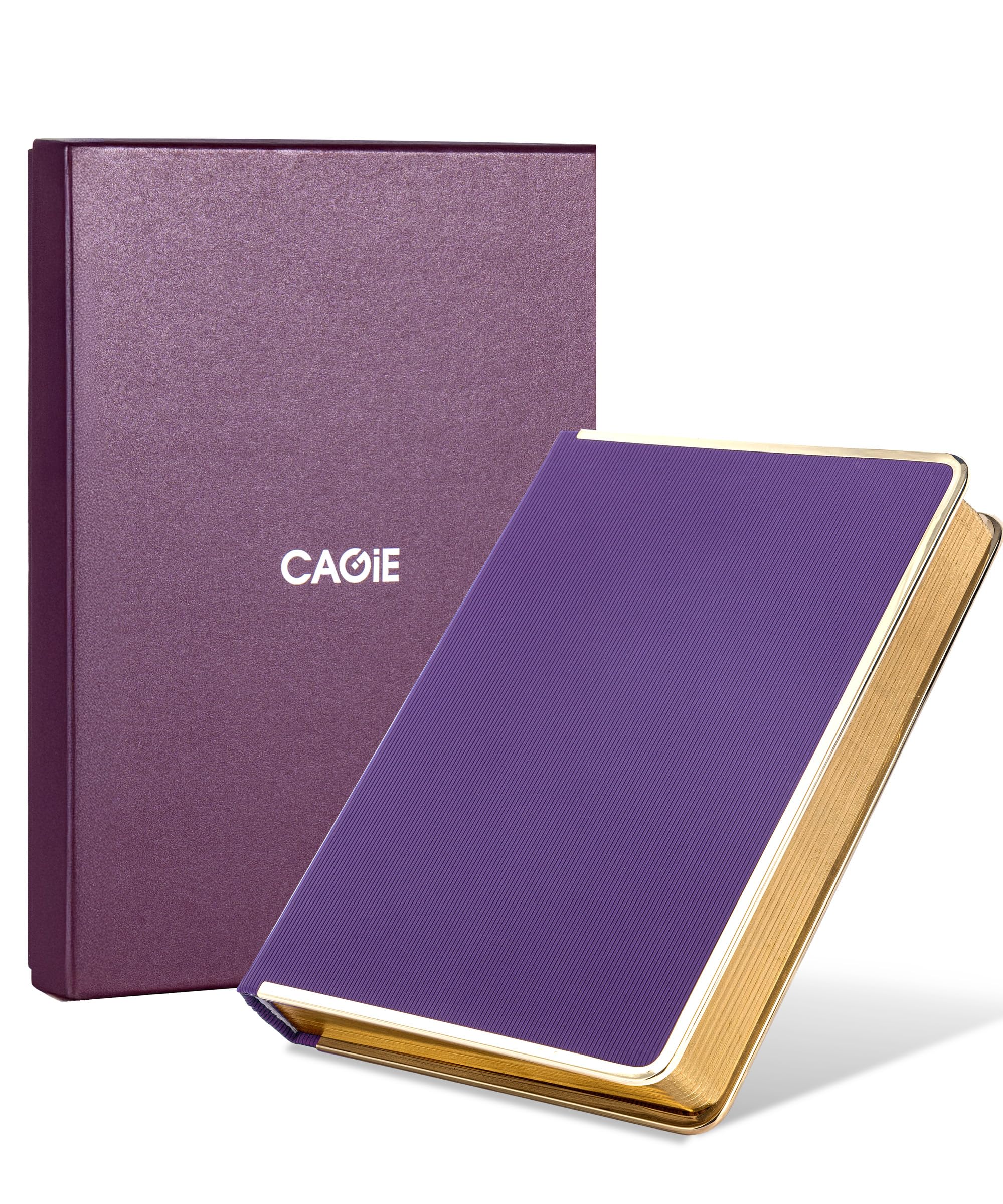 CAGIE Elegant Gold-Edged Journal for Women – Aesthetic Vegan Leather A5 Notebook, 256 Pages 100GSM Thick Paper Hardcover Diary, Gift Journals for