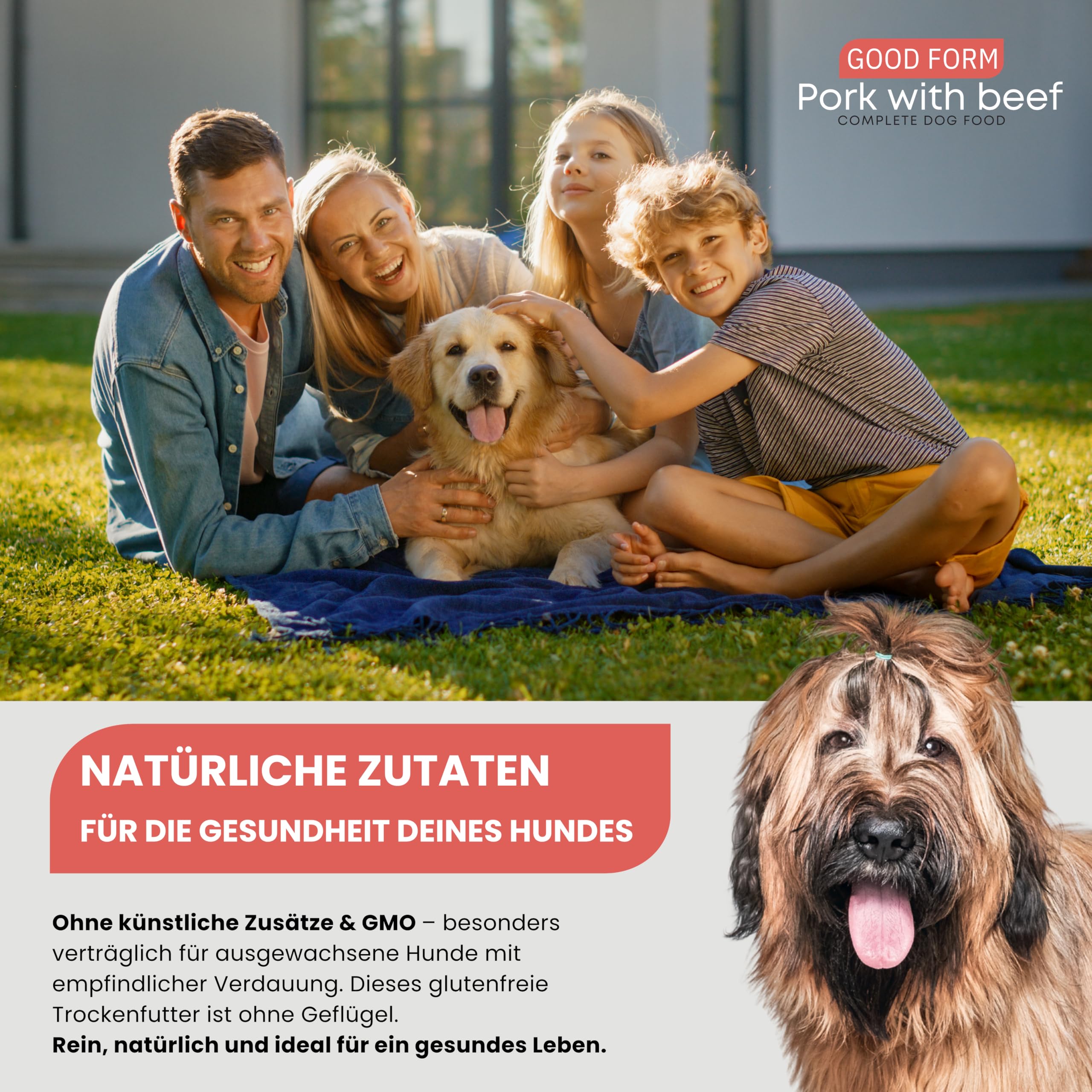 JOHN DOG Trockenfutter für Hunde - Good Form Schwein mit Rind - Getreidefrei - Hundefutter für Erwachsene Aller Rassen - 12kg