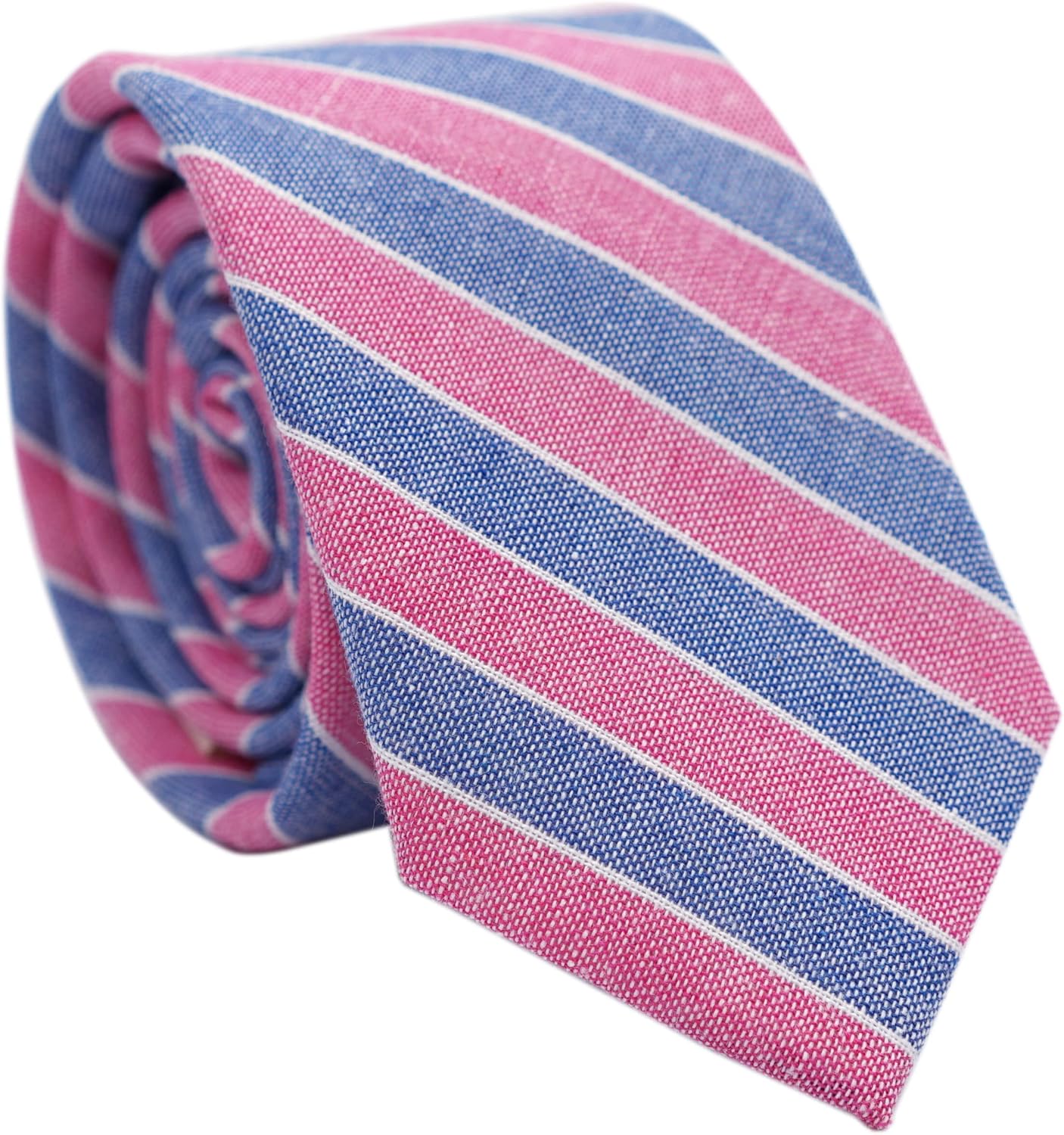 BELLUNO 2.5 inch Skinny Ties for Men, Solid Cotton Linen Neckties