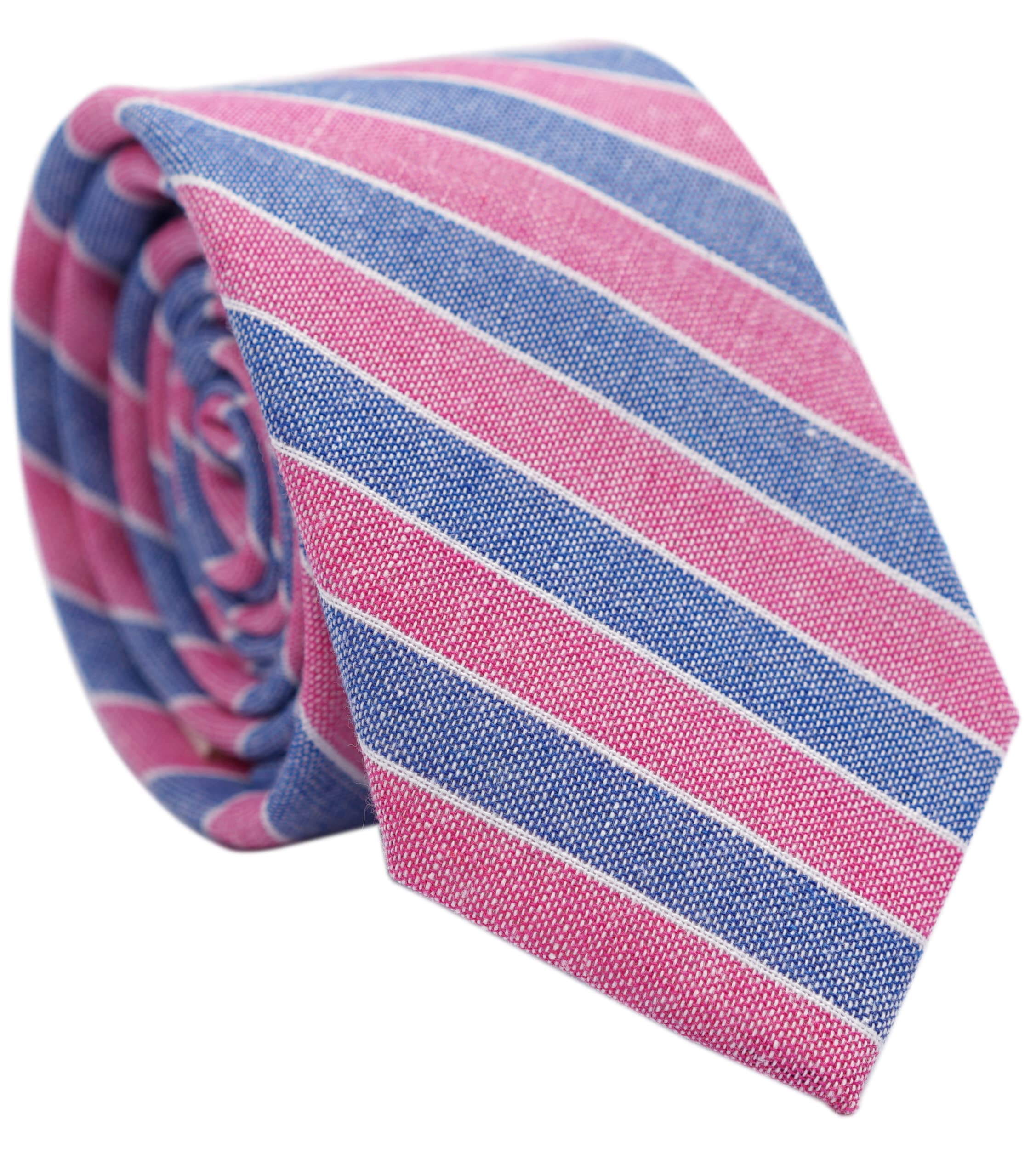 BELLUNO2.5 inch Skinny Ties for Men, Solid Cotton Linen Neckties