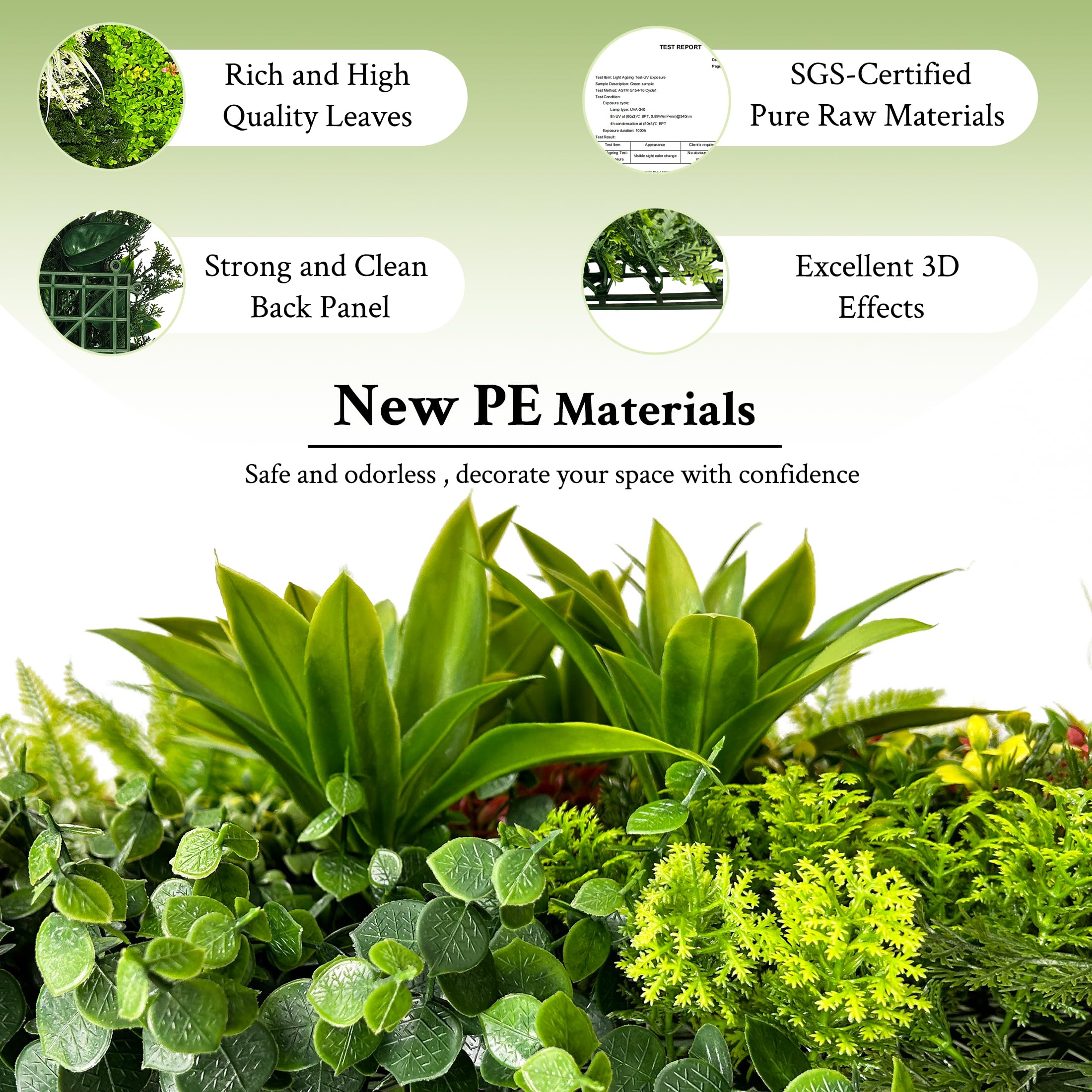 ODTORY Artificial 3D Plant Wall Panels: UV-Anti Faux Grass Wall Backdrop Boxwood Ivy Fence Privacy Screen Fake Greenery Leaf Hedge for Outdoor,Indoor,Garden,Backyard and Home Decor ()