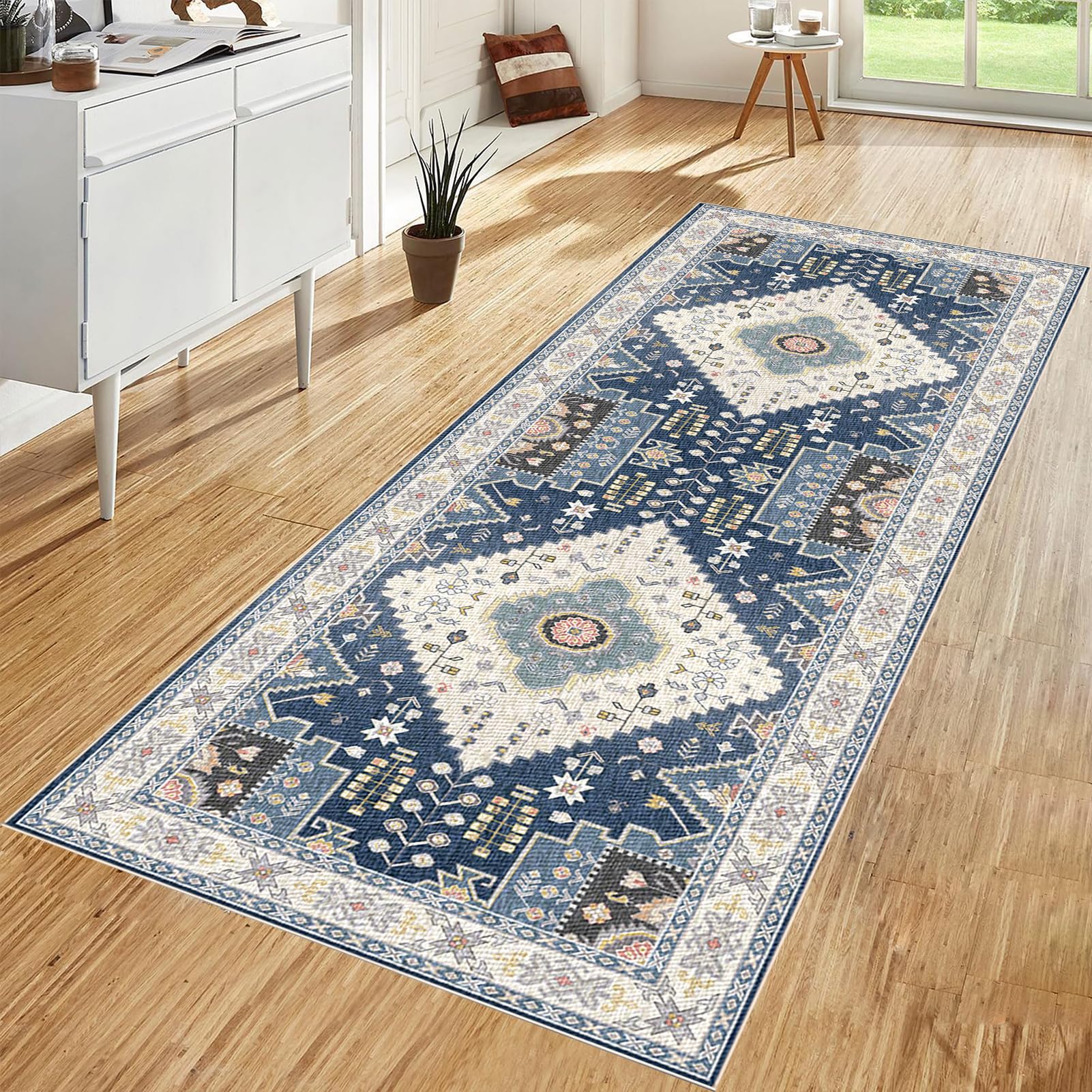 Machine Washable Carpet Runner for Hallway Rubber Backed Long Hallway Hall Runner Narrow Rugs 80 x 240 cm Long Entrance Runner Rug Floor Carpet Runners for Hallways Kitchen Laundry Room Area Rug