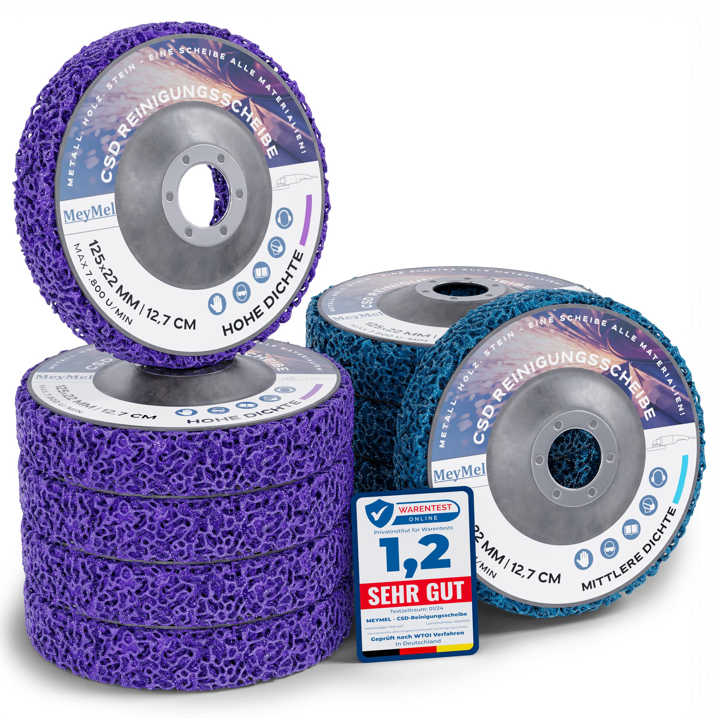 5 sztuk wysokiej jakości tarcza CSD 125 mm, 5 x gruba i 5 x średnia, wysoka wydajność i nietłukąca tarcza czyszcząca, do szlifierek kątowych 125 mm, środek do usuwania rdzy do Flex, drewno
