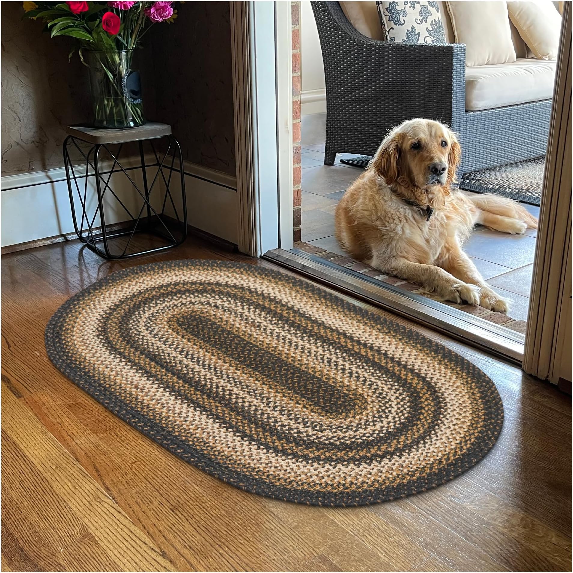 Amazon.com: Super Area Rugs Farmhouse Braided Rug Cotton Kitchen ...