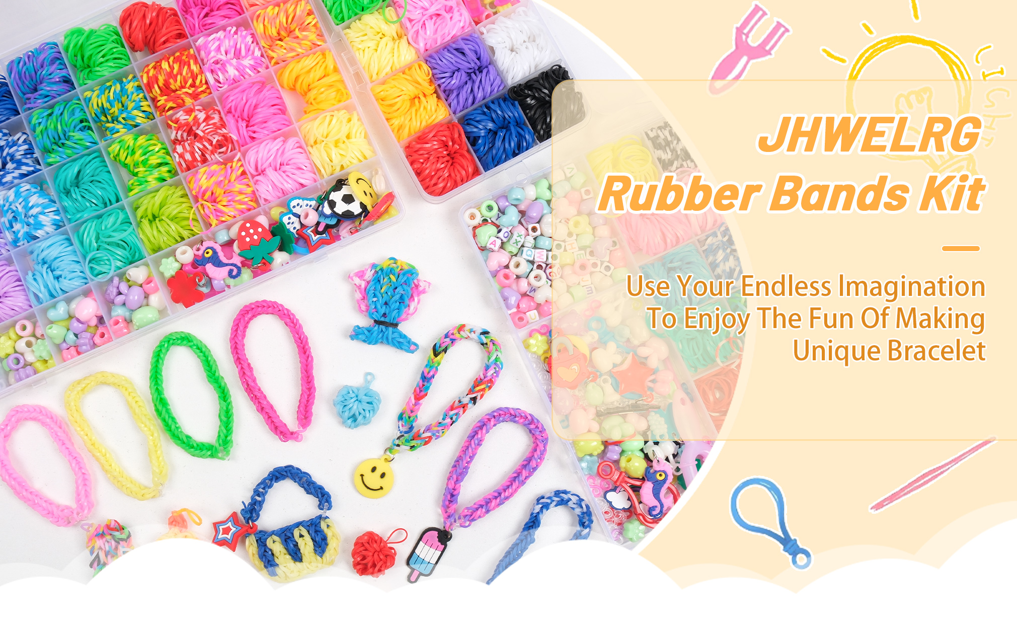 ROYWOO Gummibänder-Set Für Armbänder – DIY Kit Mit Aufbewahrungskoffer