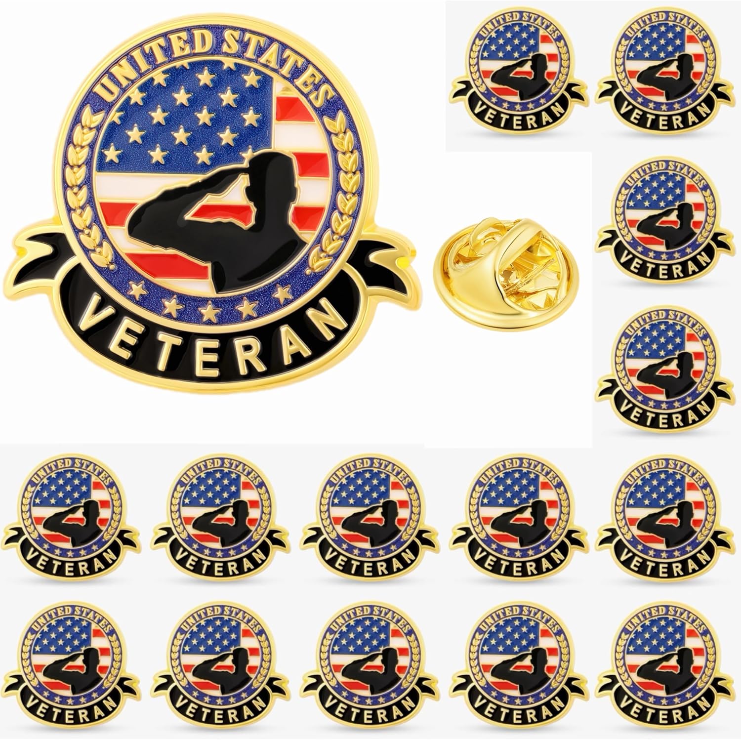 DISCAO 12/25/50/100 pieces Veteran brooches pins enamel American veteran's pin USA Veterans lapel pin Memorial Day pin for Clothes Backpack Hat Military patriotic Decoration Souvenir gift badge bulk
