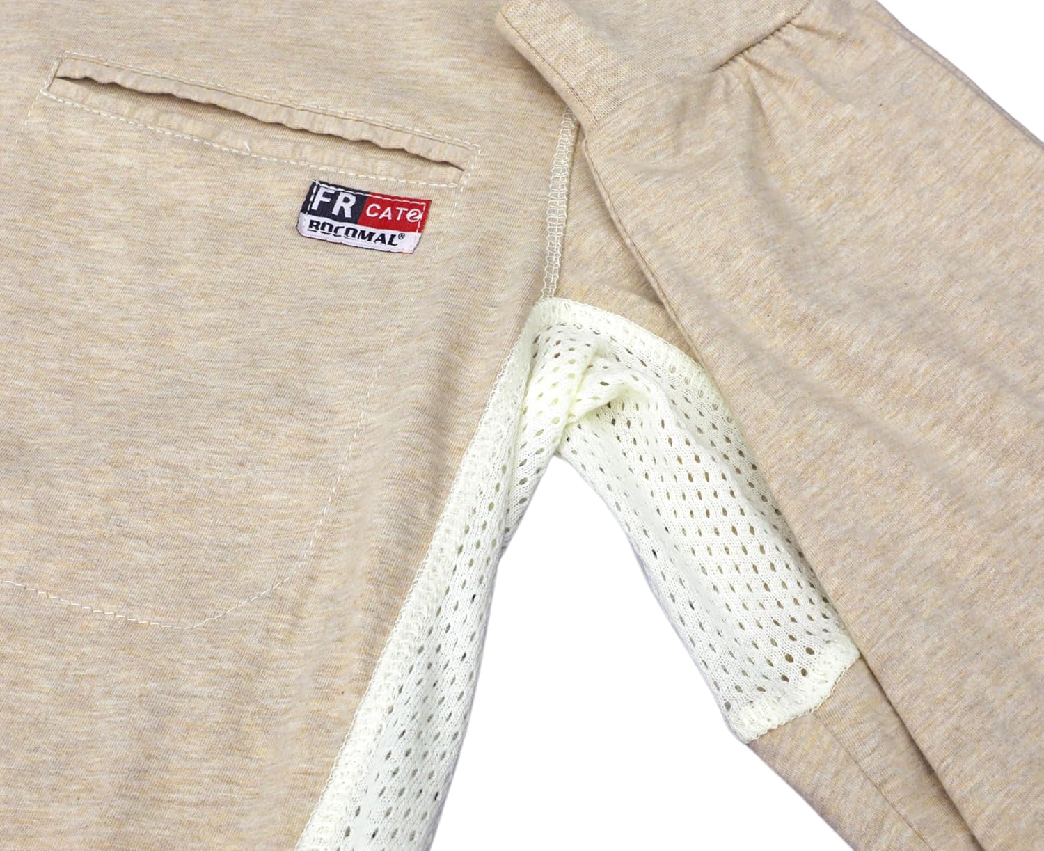 BOCOMAL FR Shirts for Summer Breathable Vented Design 6oz Heather Jersey Flame Resistant Long Sleeve Crew T Shirt - Image 4