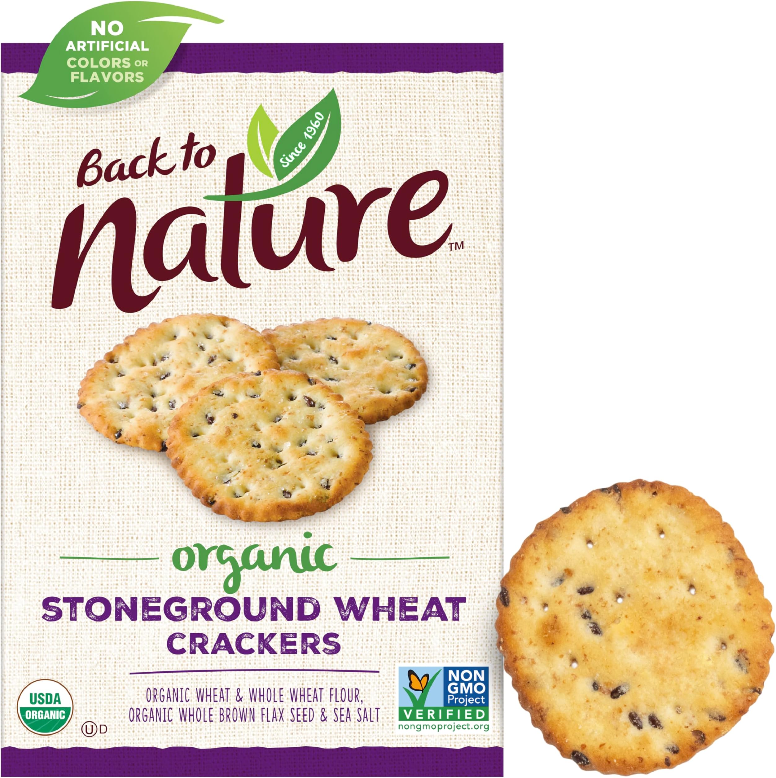 Back to Nature Crackers, Organic, Stoneground Wheat, 6 Oz