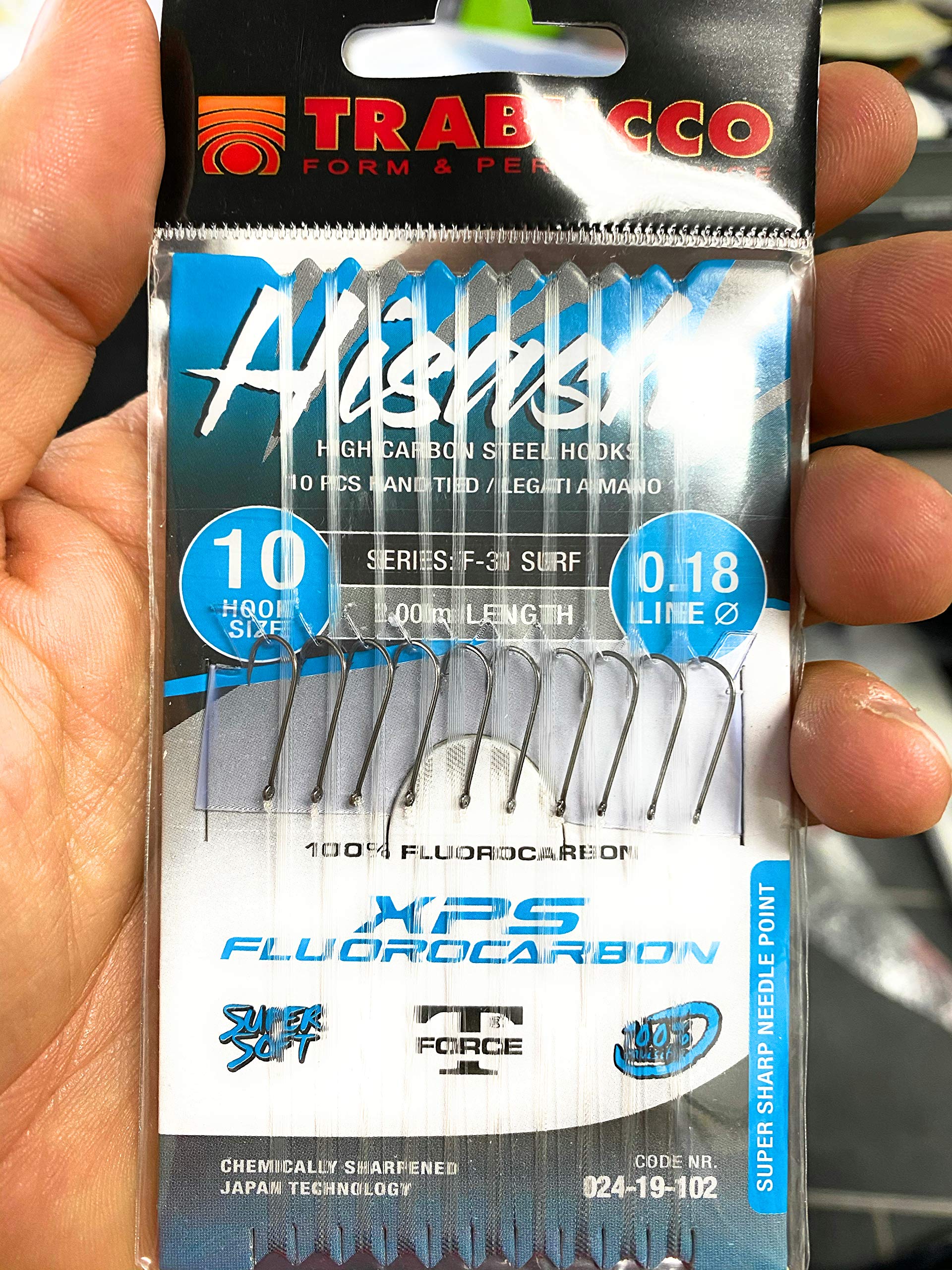 Trabucco Hameçons Montés Hisashi F-31 Surf Hameçons 10 0.18 mm 200 cm Hameçons Montés Fluorocarbone Pêche Mer Coup Truite Carnas