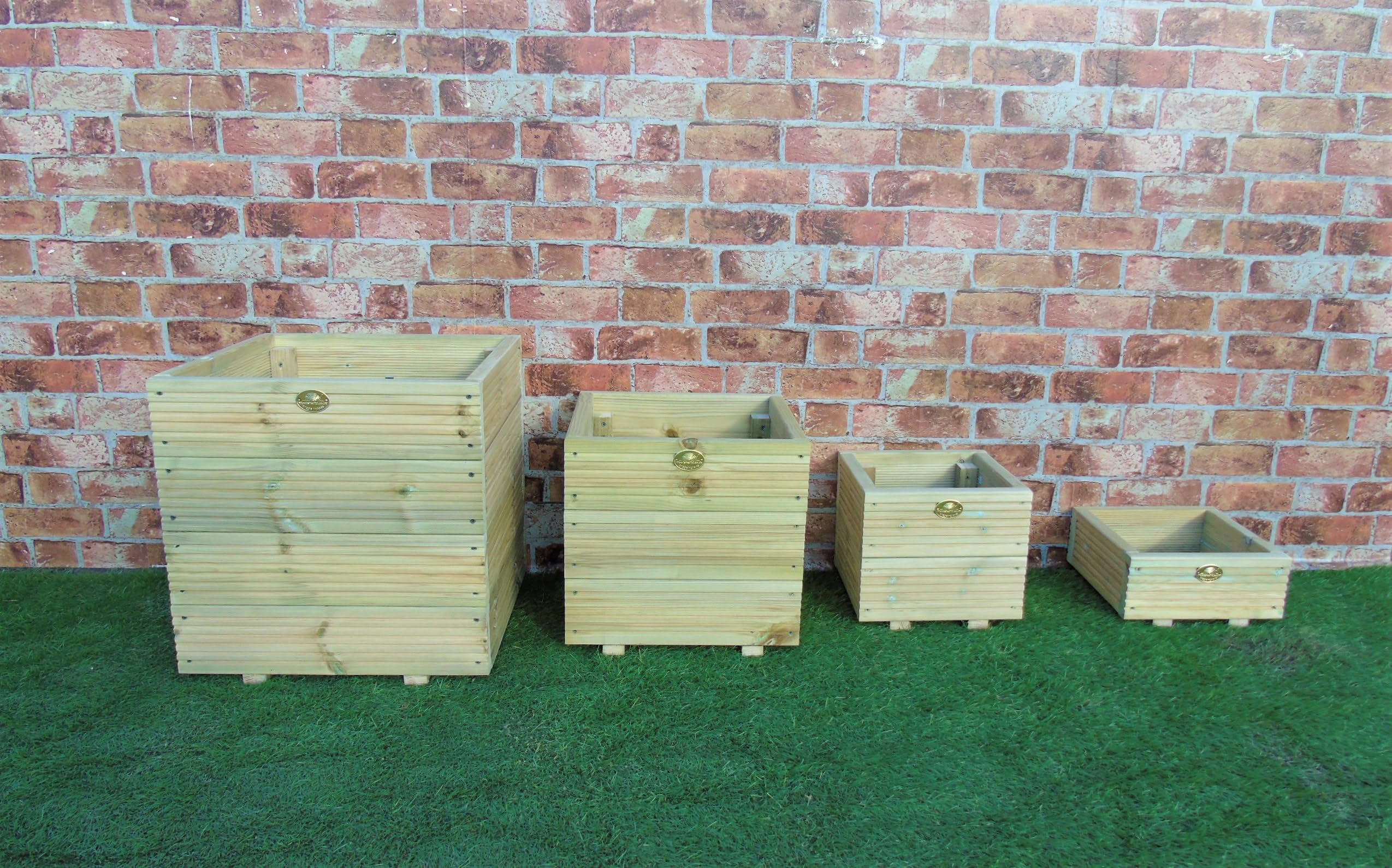 Wood-Shed Ltd Square Wooden Treated Decking Planters Pots Various Sizes - Window Box (30 x 30 cm - 3 Layers)