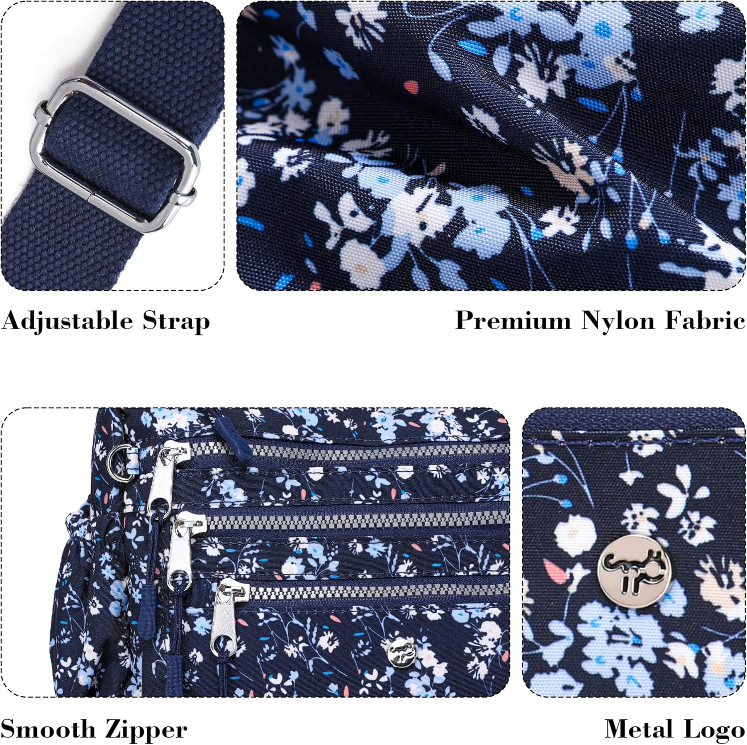 AOCINA Crossbody Bags for Women Multi Pocket Nylon Lightweight Ladies Purses Messenger Shoulder Handbags Satchel Travel Bag - Image 5