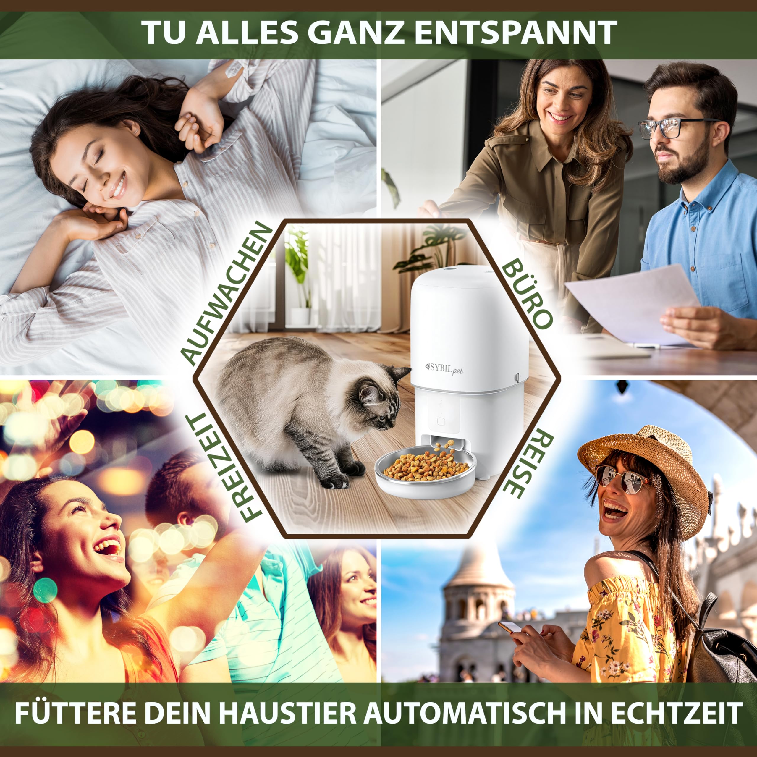Futterautomat Katze 4L – Automatischer Katzen Futterspender mit App-Steuerung, Sprachnachricht, leiser Betrieb, Anti-Blockier-System, programmierbare Mahlzeiten, präzise Portionskontrolle