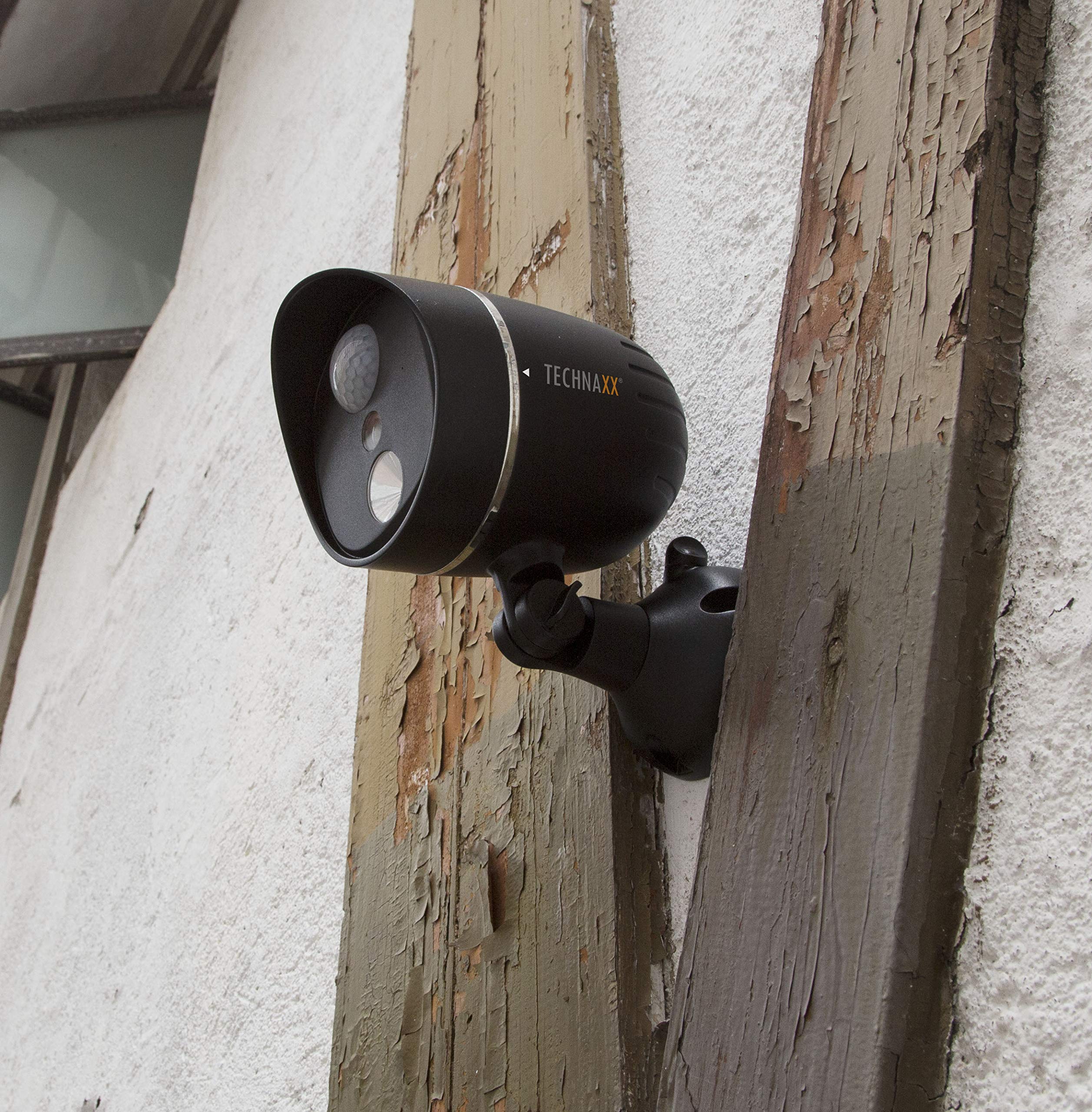 Technaxx Caméra de Surveillance Extérieure Landscape Security Fabrication Imperméable Équipée d'Éclairage LED et de Capteur Infrarouge Passif TX-106 (Noir)