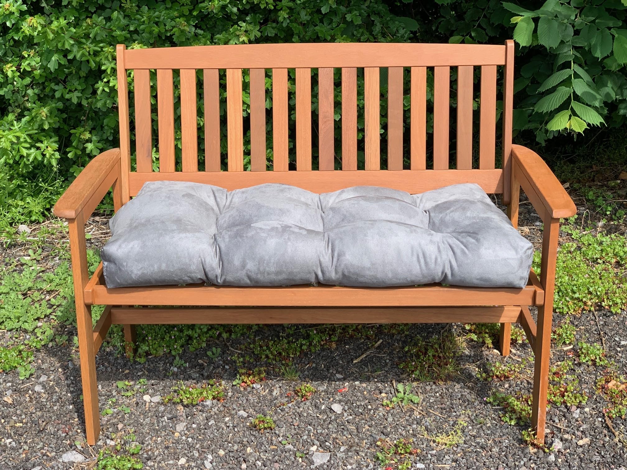 Pnh Grey Garden Bench Cushion With Blown Fibre Filling, 3Ft, 4Ft & 5Ft, Choice Of Colours In A Stylish Faux Suede Material. Luxury Seat Pads For Your Patio Furniture (, 4Ft (122Cm X 46Cm))