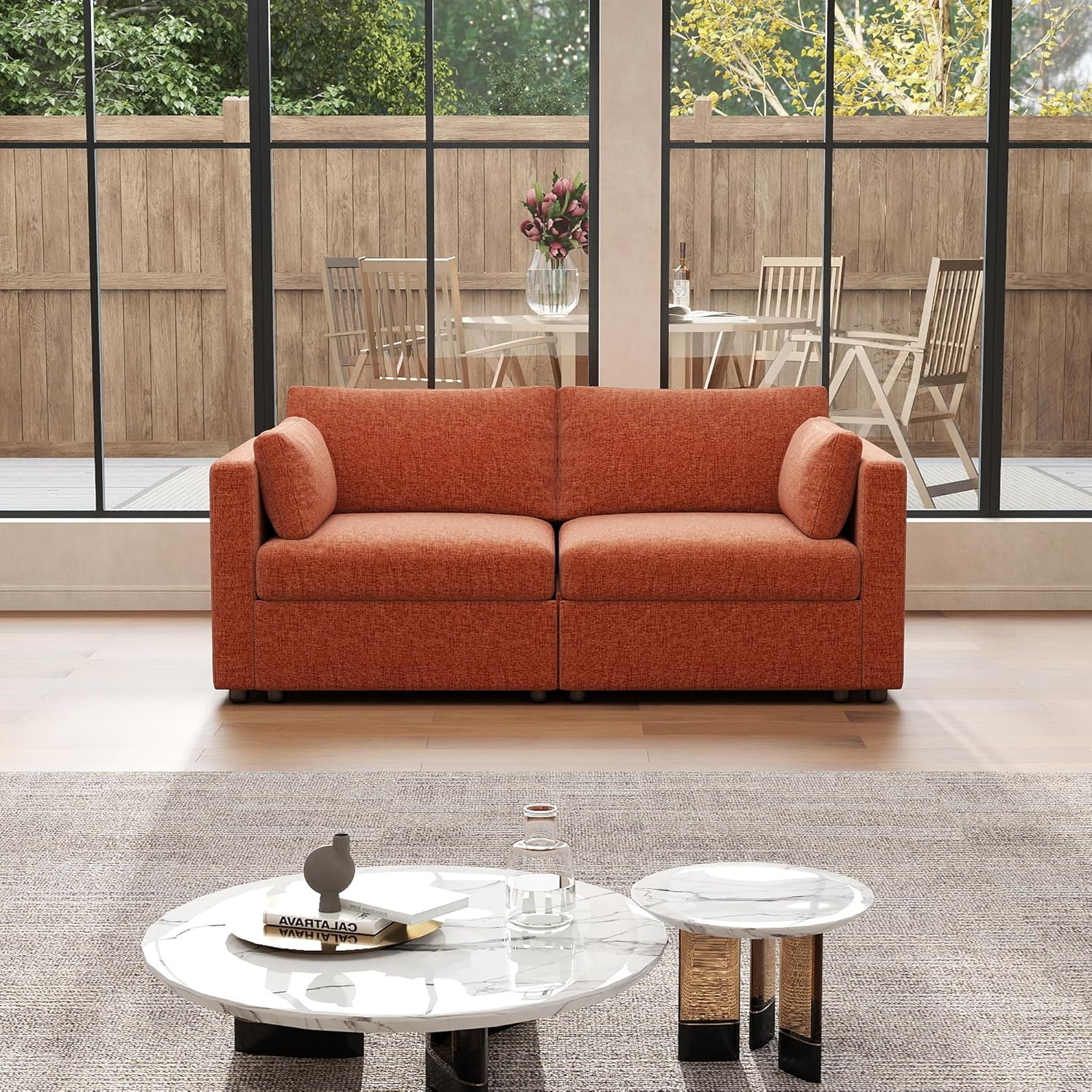 Modern Cloud Sectional Sofa Couch for Living Room,Chenille Comfy Loveseat with Deep Seat,2 Seat Small Sofa with Upholstered for Bedroom Apartment,Light Brown