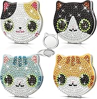 Vista 8 de Marsui 4 piezas de espejo compacto de pintura de diamante, bolsillo de pintura portátil, plegable, para mujeres, arte de diamante, regalos de mamá