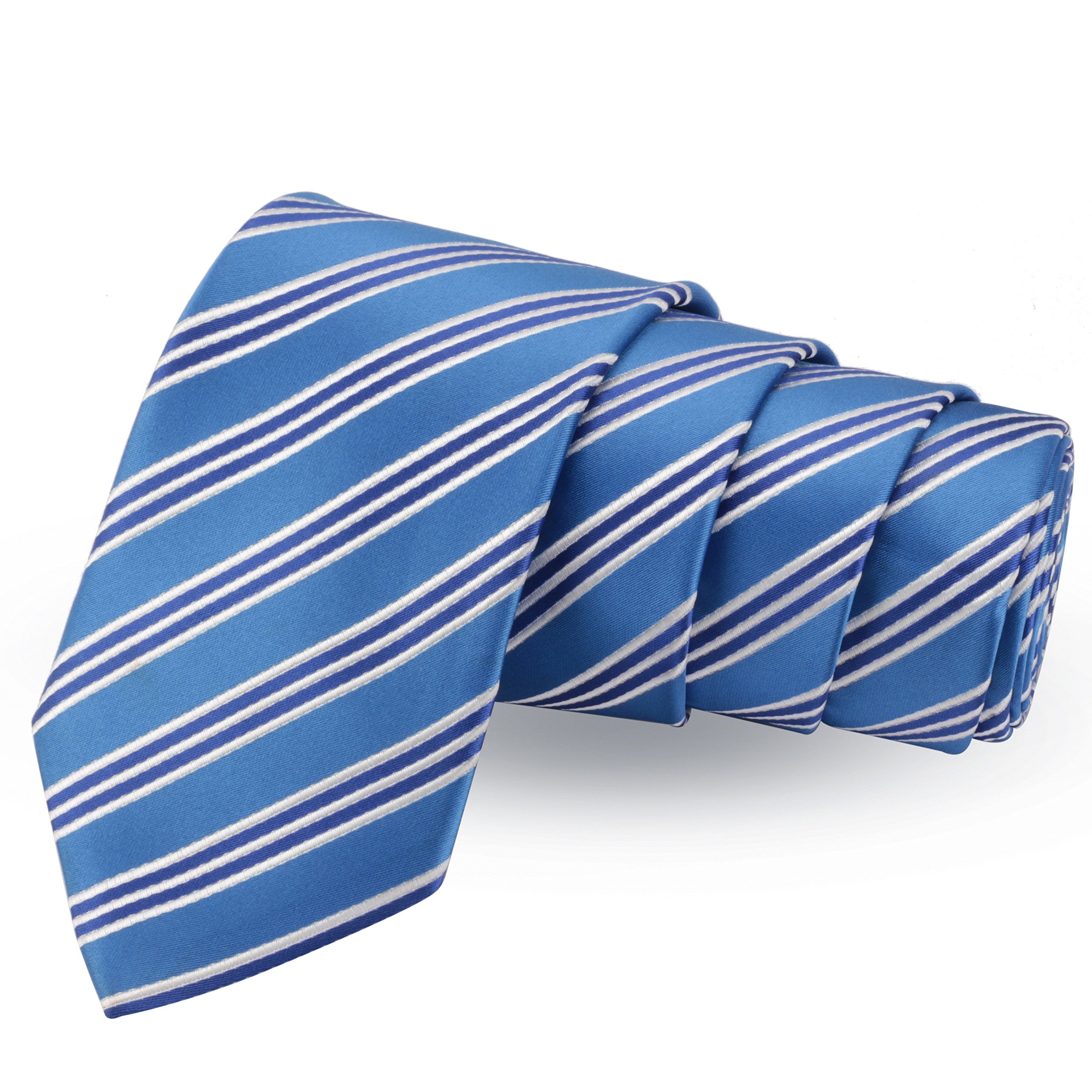 Pleasing Blue & White Colored Microfiber Necktie for Men-image-44
