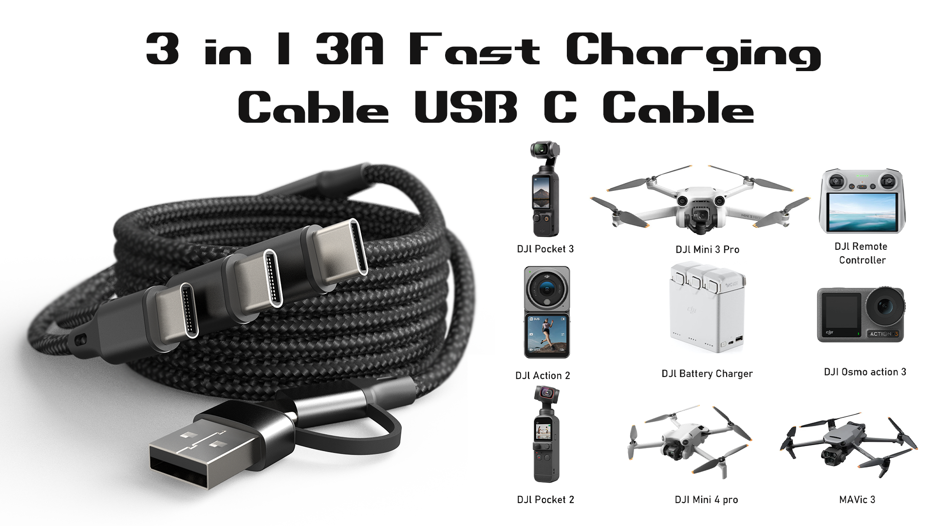 Mavic Mini Charger TAIFU 20V 65W USB C Ladegerät Für DJI Controller, Stabilisator Osmo OM6/OM5, Pocket 3, Action 3/4, Drohne DJI Mini 4 Pro/Mini 3/Air 3/NEO, Avata /Avata 2 Netzteil Ladekabel Mavic
