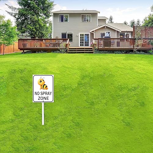 Miniatura 4 de Letrero de patio con texto en inglés "No Spray Zone" de 4.6 x 6 pulgadas y kit de estaca de 14.6 pulgadas, letrero de aluminio para decoración al