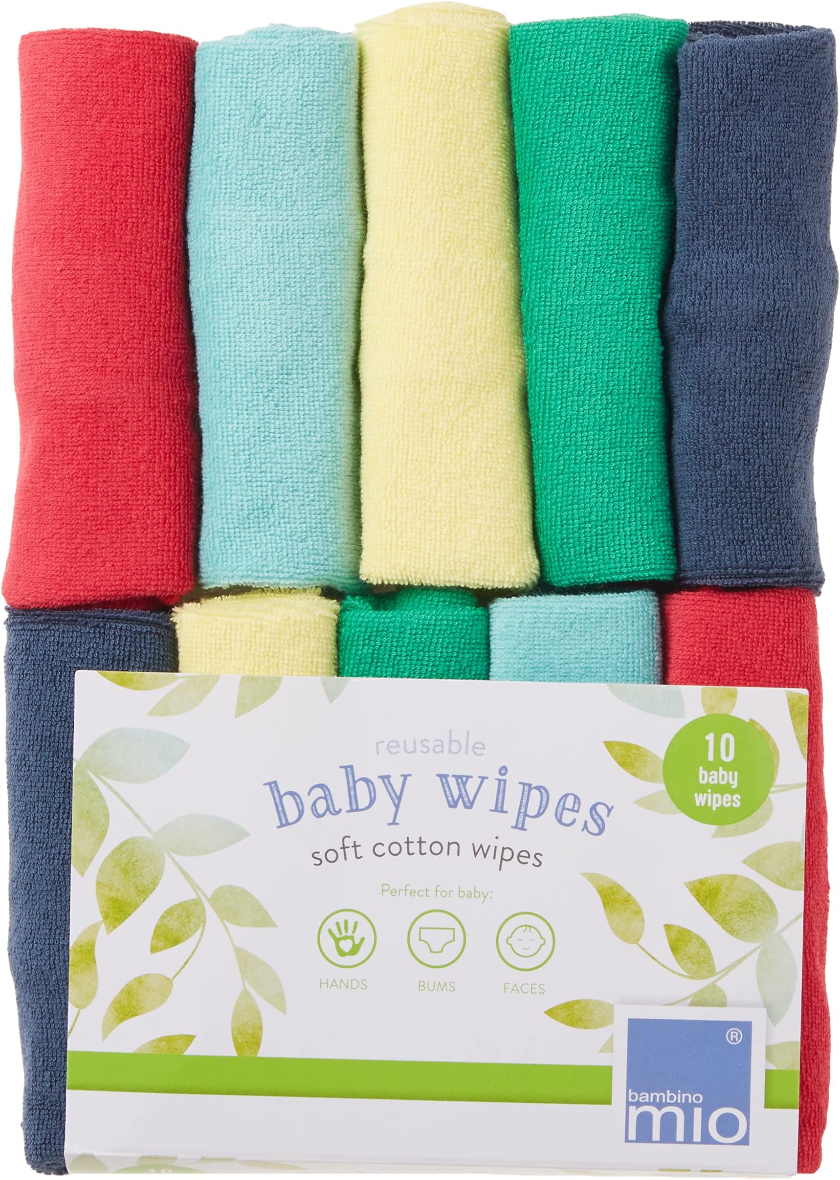 Bambino Mio, cloth baby wipes, 10 pack, rainbow