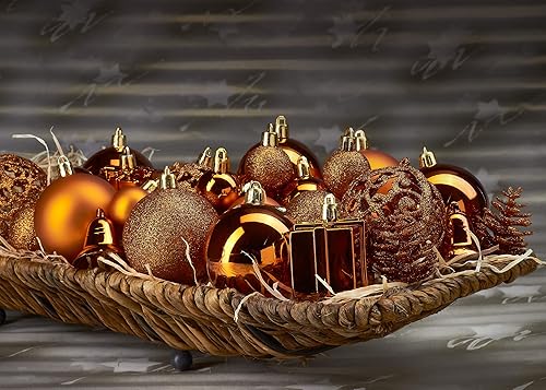 Miniatura 4 de Adornos Brubaker, juego de 102 adornos de bolas de Navidad surtidos, inastillables, con pepinillo verde y punta de árbol, diseñado en Alemania