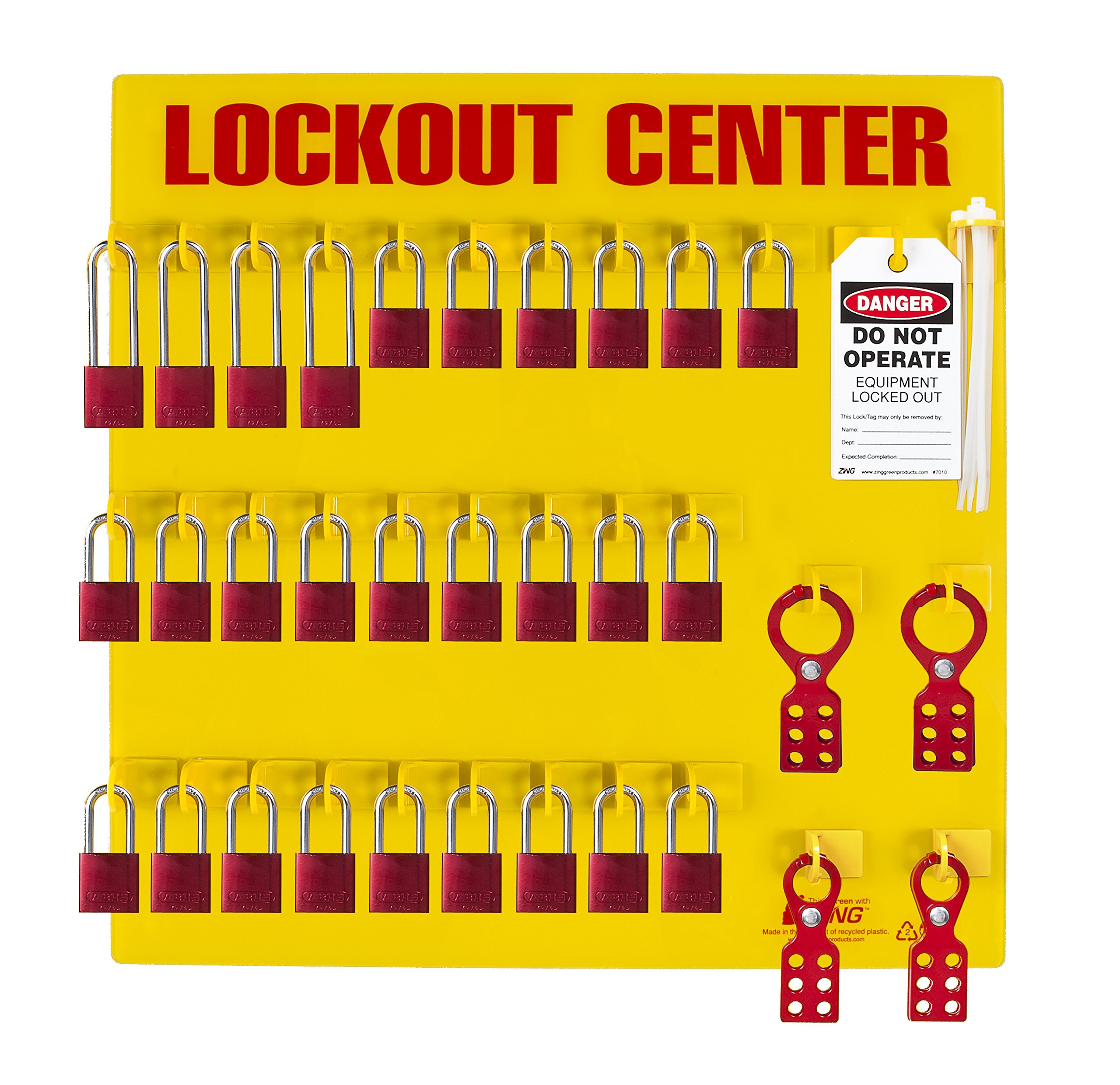 ZINGGreen Products 2729 RecycLockout 28-Padlock Lockout Tagout Board Station, 23 x 23 Inch