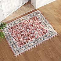 Vista 7 de Rugcomf Alfombra de pasillo de 2' 6'' x 8' lavable, alfombra boho suave, antideslizante, de lana sintética, alfombra vintage para cocina, entrada