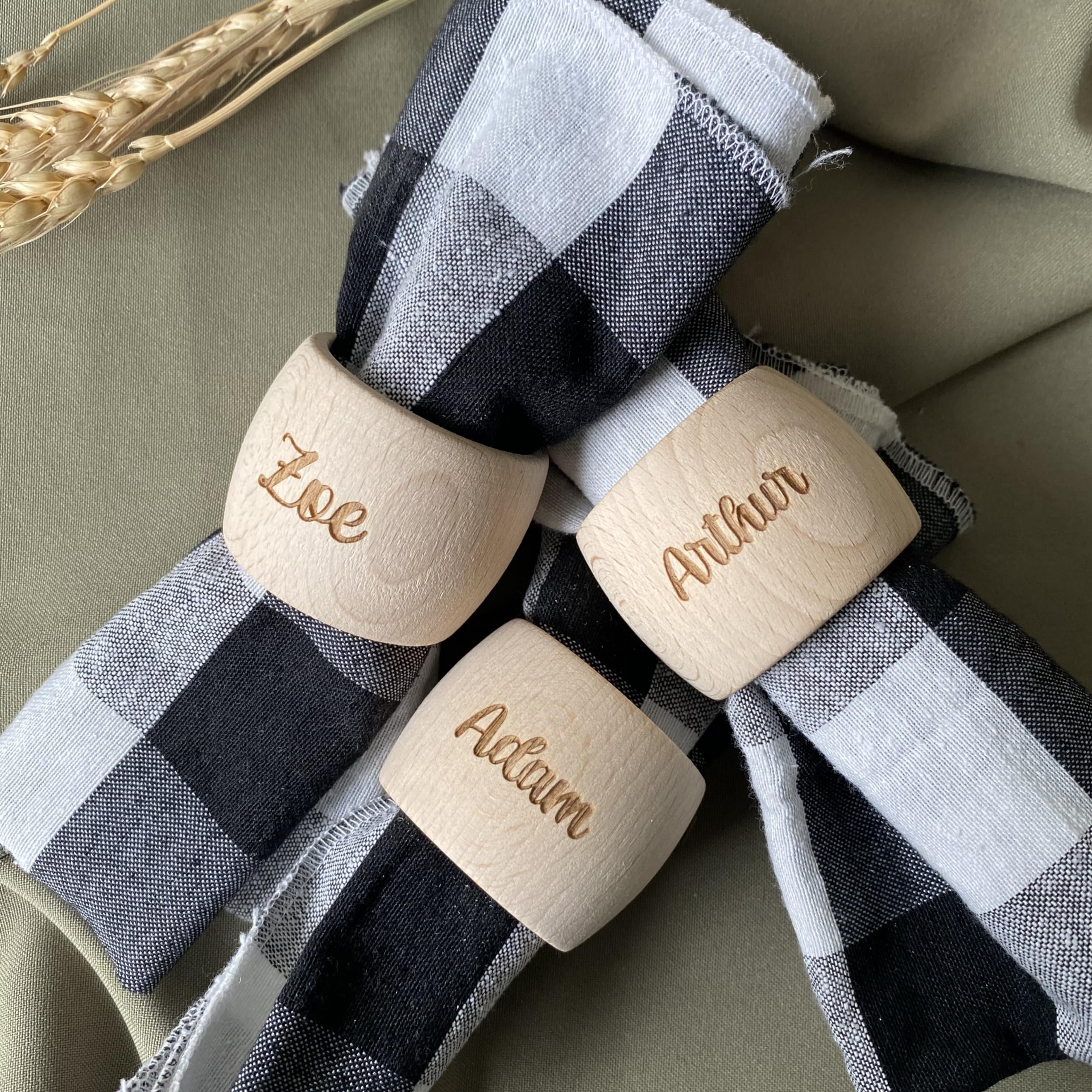 Rond De Serviette Bois Personnalisé - Gravure Au Laser - Cadeau Mariage Ou Déco Table