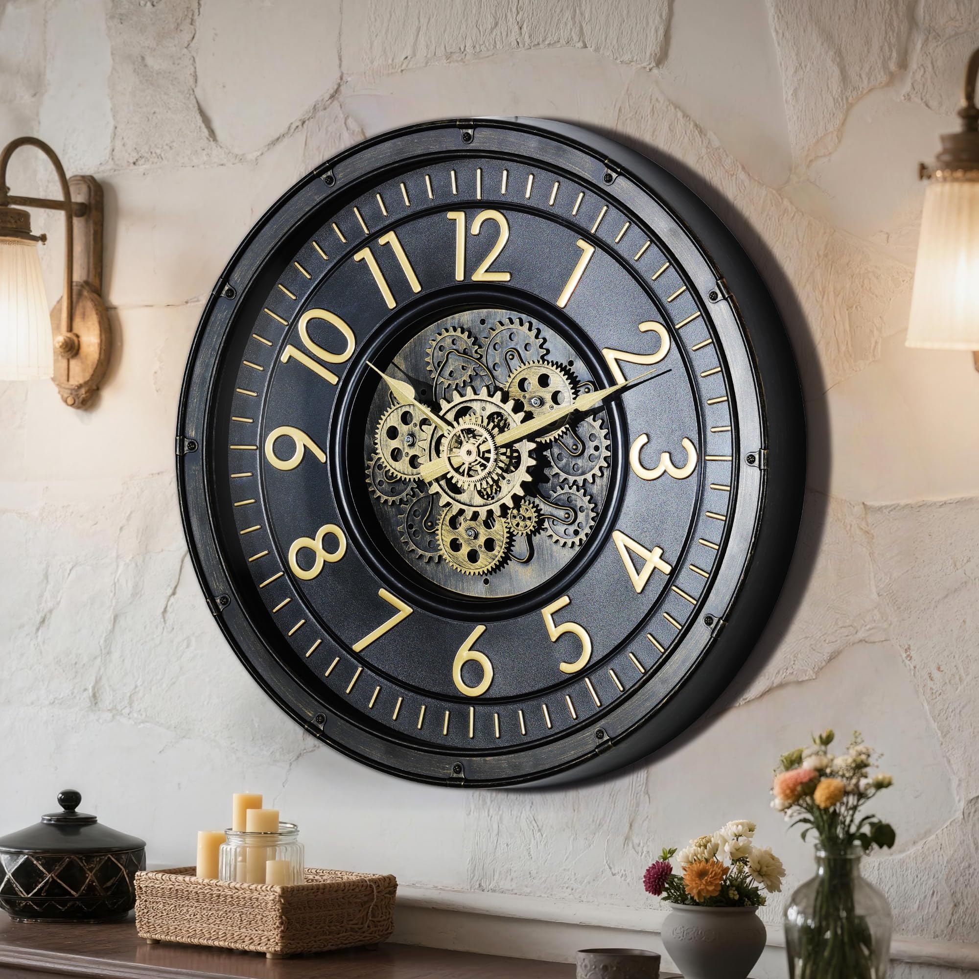 Amazon.com: AYRELY® 24IN Decorative Moving Gear Large Wall Clock