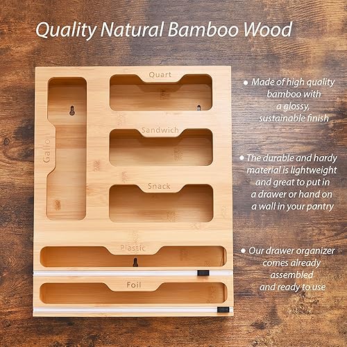 Miniatura 3 de Organizador de bolsas Ziplock, dispensador de envoltura de plástico con cortador