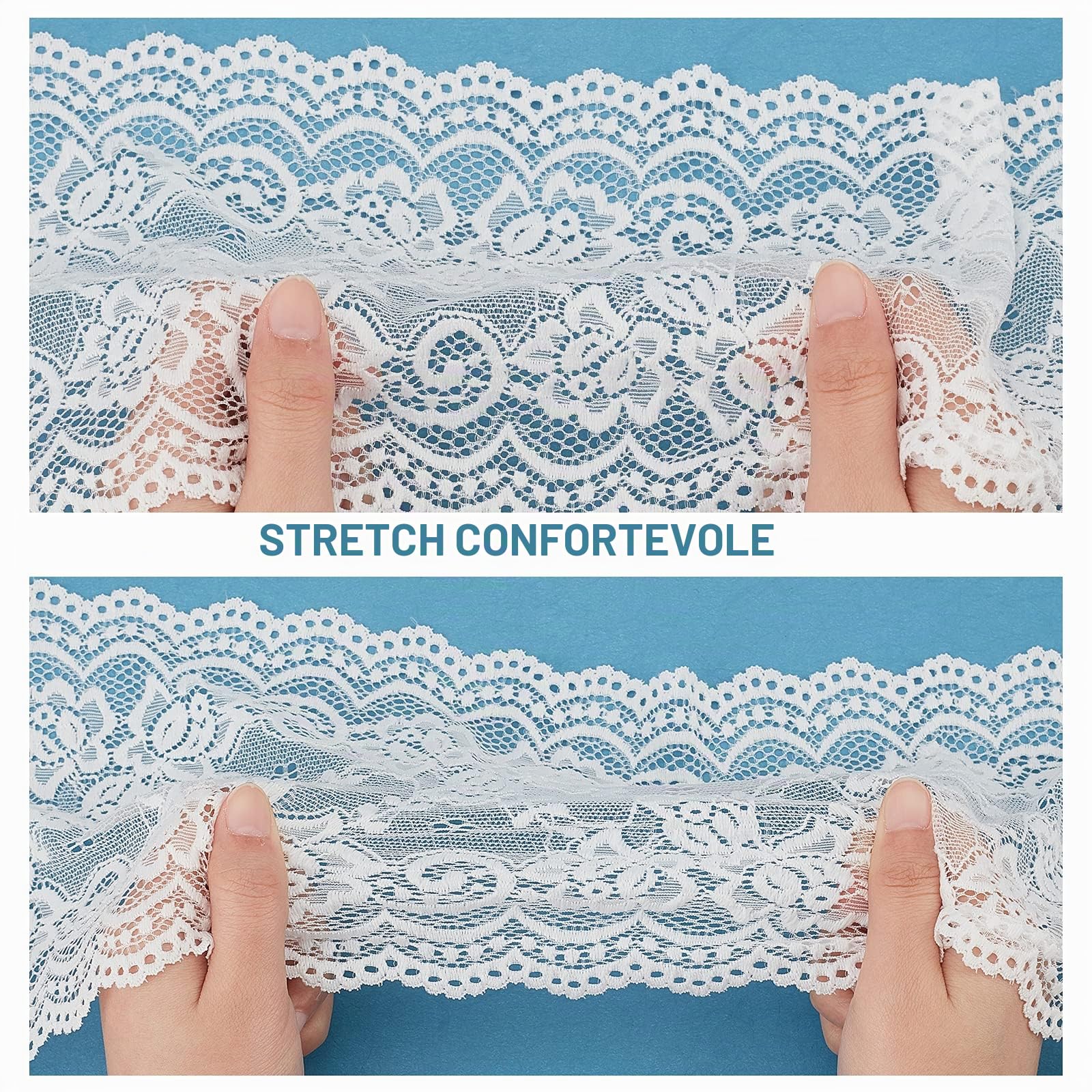 GORGECRAFT Rotolo di Pizzo Da 5 metro Tessuto In Pizzo di Cotone Bianco 6.1" larghi per Decorazioni con Bordo Smerlato per Abito Tovaglia Fascia per Capelli Festival di Nozze Decorazioni per Eventi