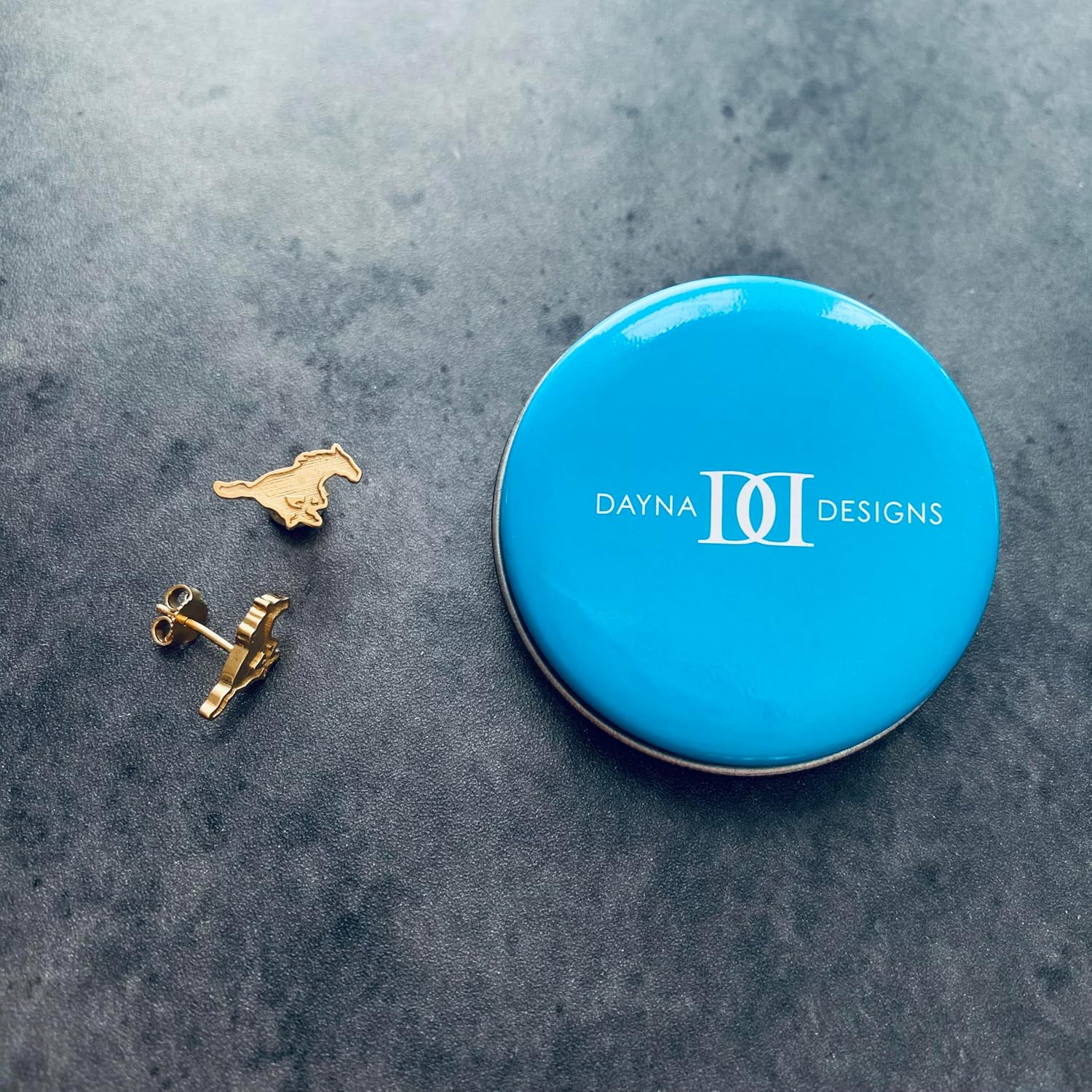 SMU Post Earrings - 24K Gold over 925 Solid Sterling Silver Studs, Officially Licensed Jewelry Gifts for Coaches and Women Graduates, Alumni, Southern Methodist Mustangs Logo Charms by Dayna Designs