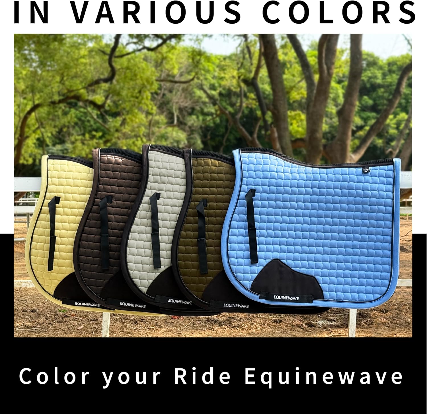 EQUINEWAVE Aria Soft Suede Jump Saddle Pad – Breathable Moisture-Wicking Lining, Shock-Absorbing Cushion, Contoured Spine, English All Purpose Saddle Pad