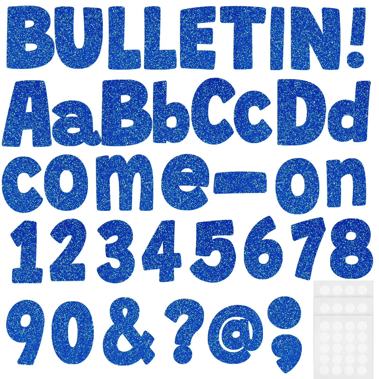 ZJWZSLI Bulletin Board Letters for Classroom Numbers Alphabet Poster Board Letters with Adhesive Dots Punctuation Symbols Cutout Bulletin Display School (Blue)