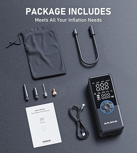 Miniatura 8 de Inflador de neumáticos, compresor de aire portátil, inflado 4 veces más rápido, bomba de aire inalámbrica para neumáticos con medidor digital,