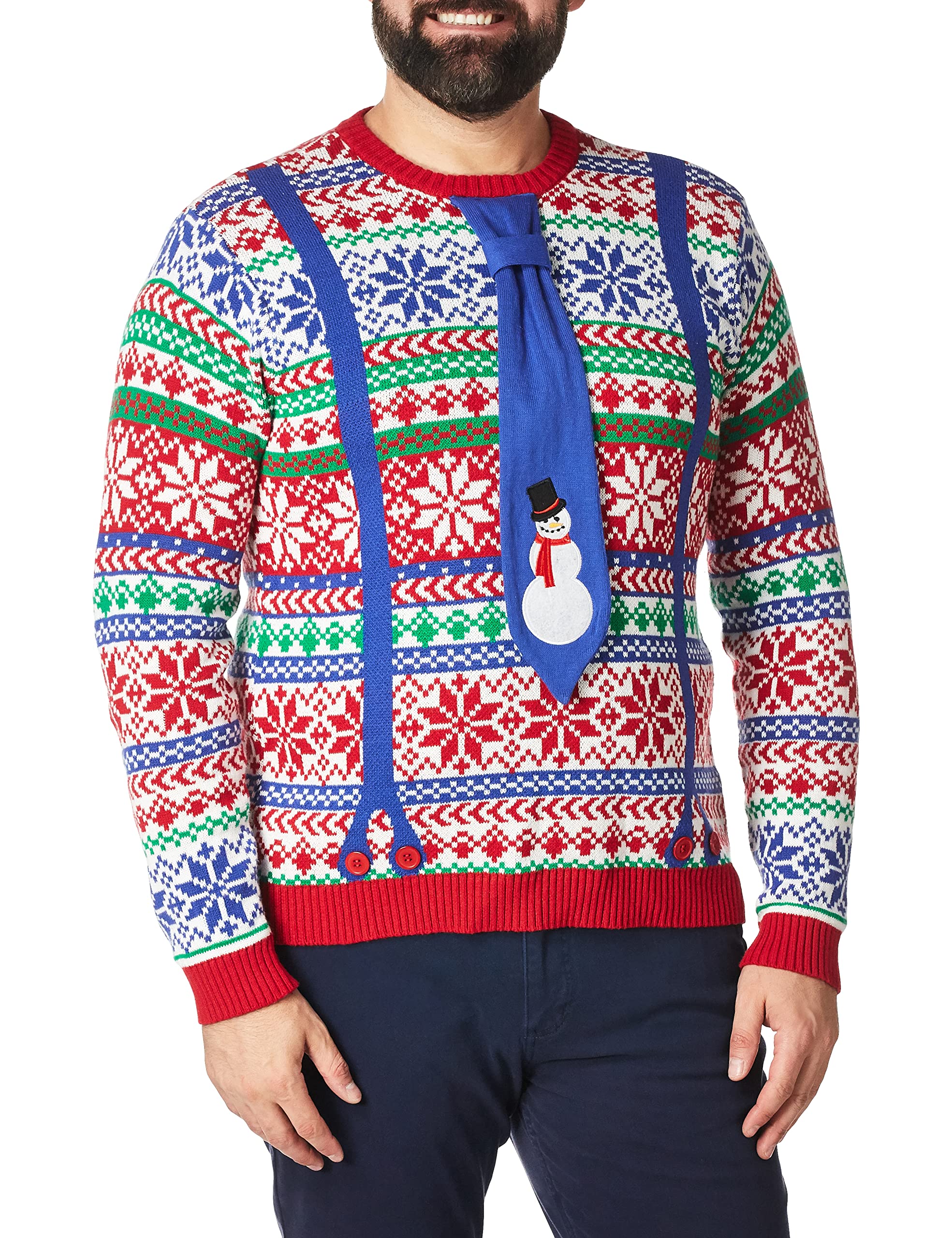 Blizzard BayMens Men's Ugly Christmas Costume Sweater, Red/Blue, Large US