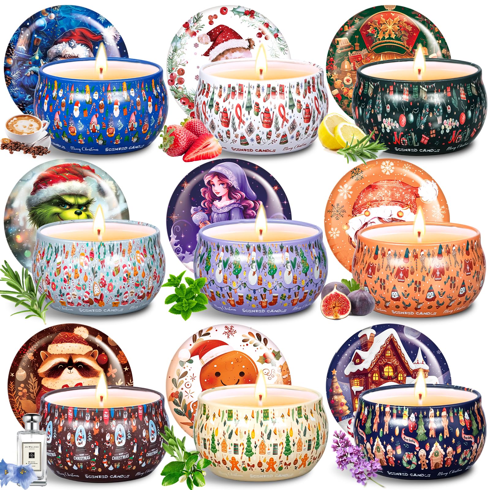 RDDAIPE Velas Aromáticas 9 Piezas, Set Velas Aromaticas Regalo, Velas Perfumadas Navidad, Regalo Mujer Velas, Cera de Soja Vela Perfumada Para Día de la Madre, Navidad, Cumpleaños, San Valentín