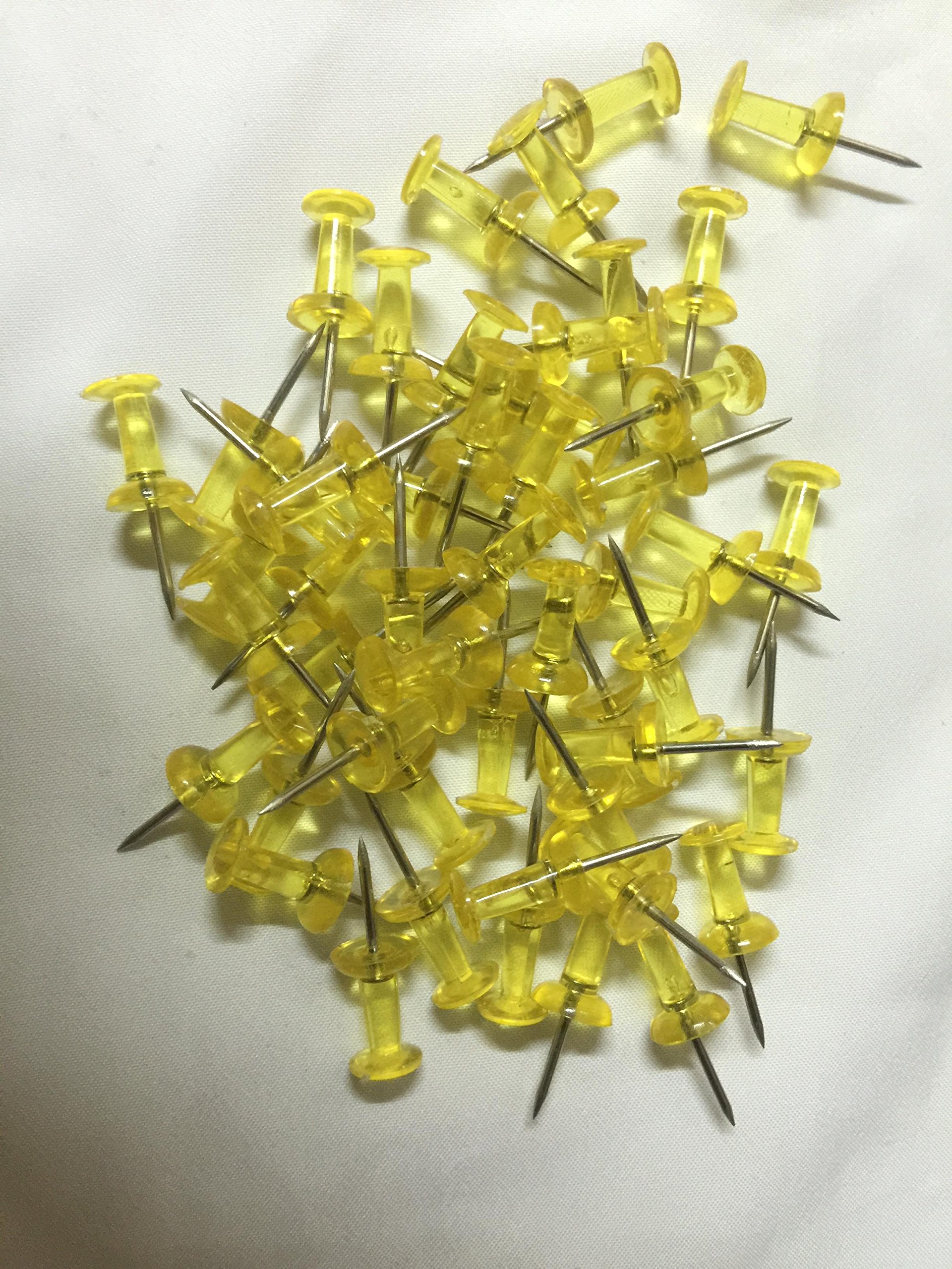 Svamz Yellow Transparent Push Pins Single Colour 50 Drawing Pins (Yellow)