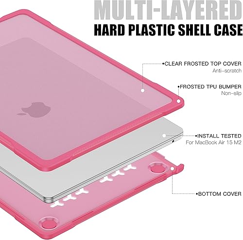 Miniatura 30 de Batianda Funda mejorada para MacBook Air de 15 pulgadas modelo 2025 2024 2023 versión M4 M3 M2 A3241/A3114/A2941, carcasa rígida protectora Gris