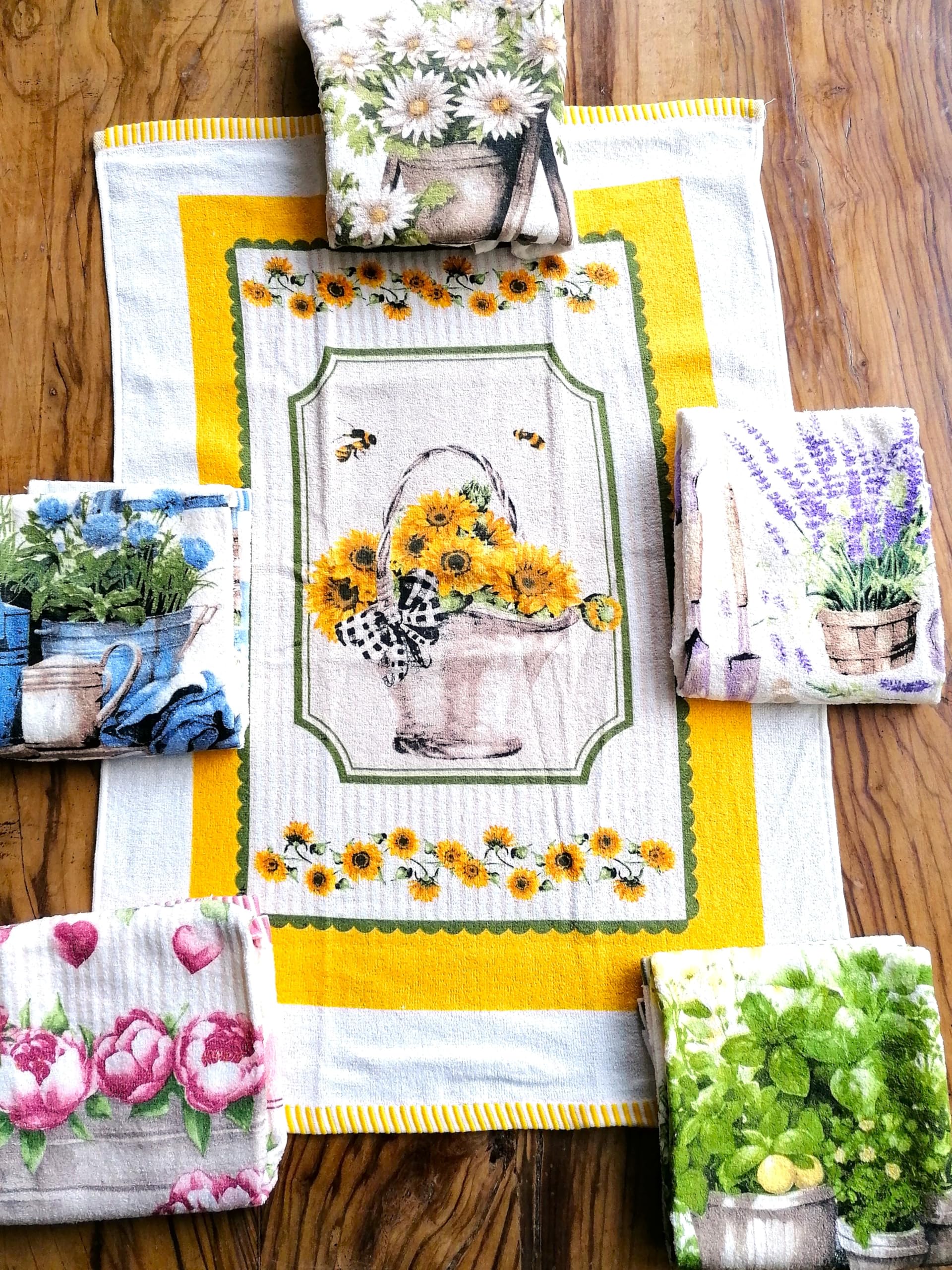 NOVITA!!!! Strofinacci in Spugna di COTONE 100%" COUNTRI pezzi 6 mis.50x70cm.CON PASSANTE FACILE da APPENDERE !!!!