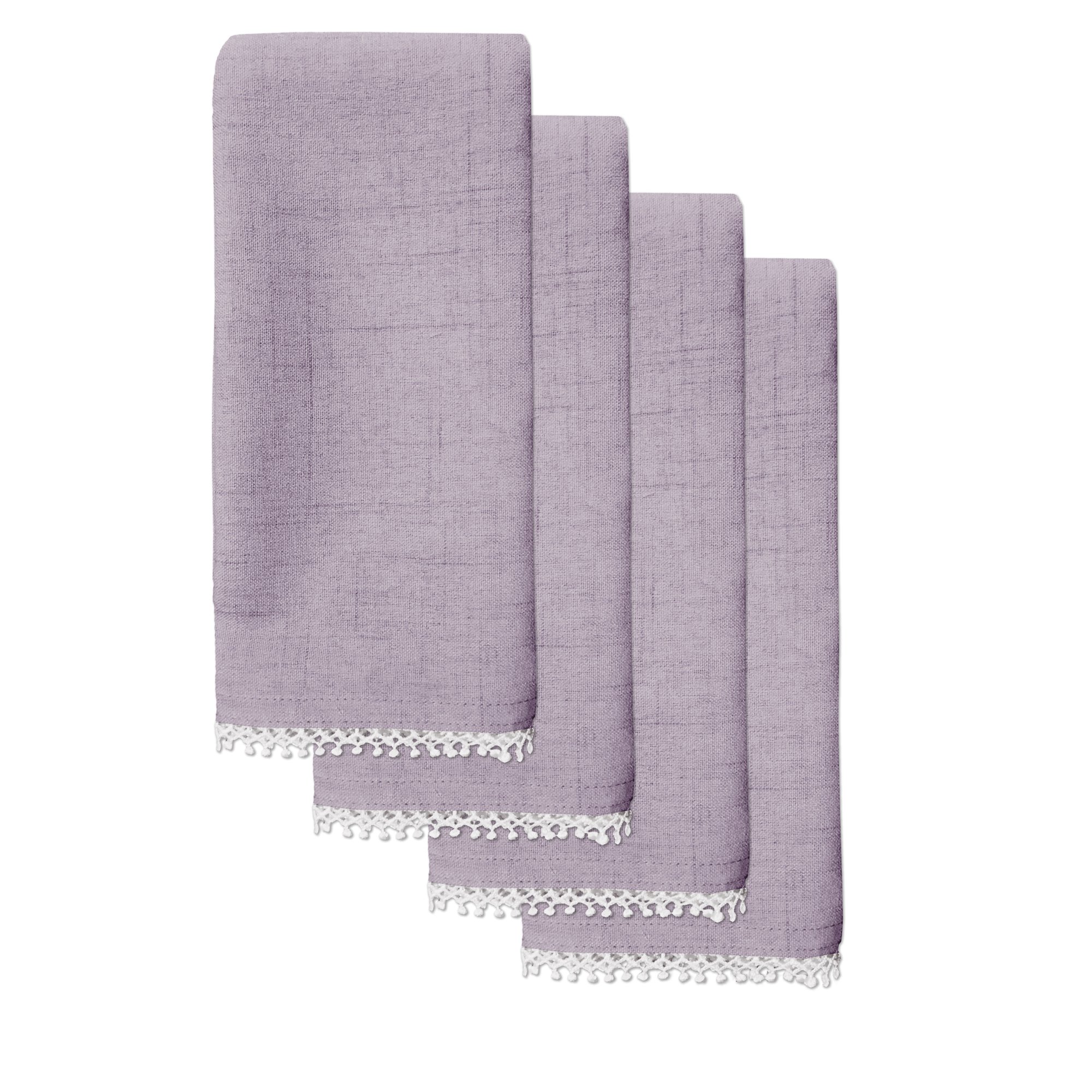Linen Lenox French Perle Cloth Napkins - Reusable Dinner Napkins - Machine Washable - Set of 4 - Natural Violet