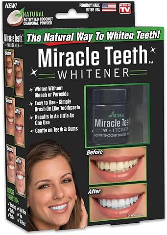 Ontel Miracle Teeth Whitener - Natural Whitening Coconut Charcoal Powder  As Seen on TV