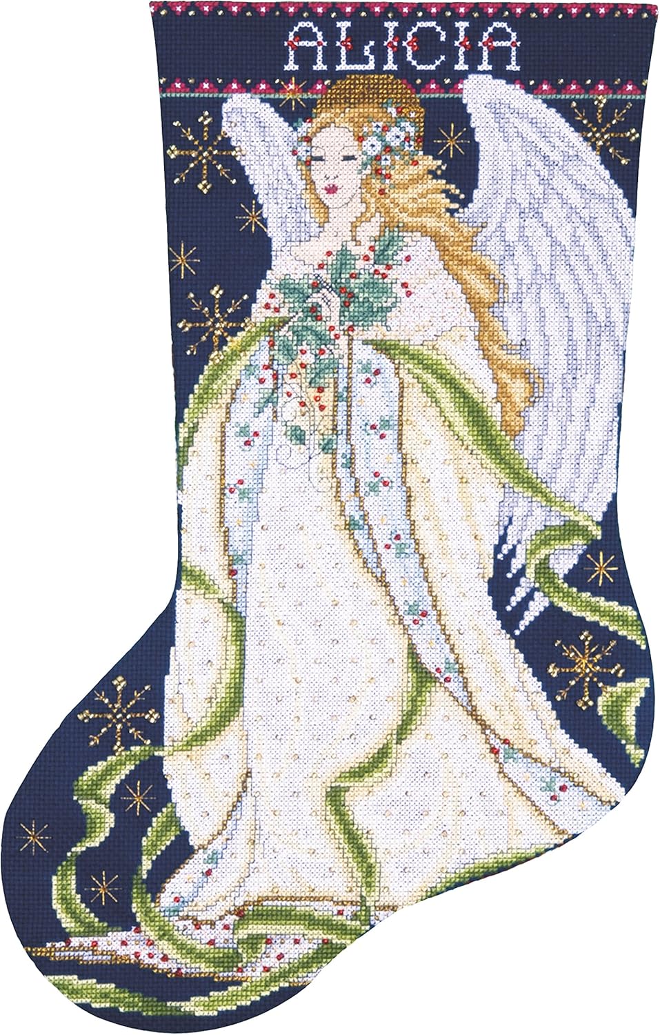 Holly Angel Counted Cross Stitch Stocking Kit