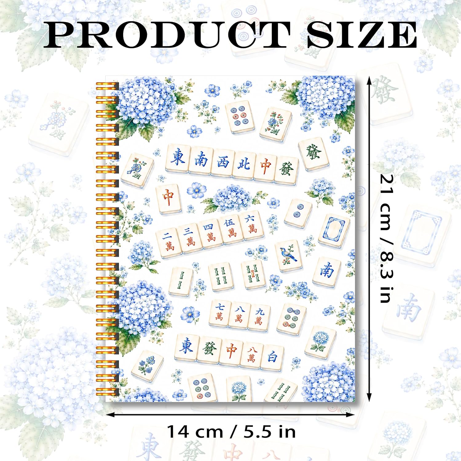 Hydrangea Spiral Journal and Daily Notes, Mahjong Notebook for Women image 2
