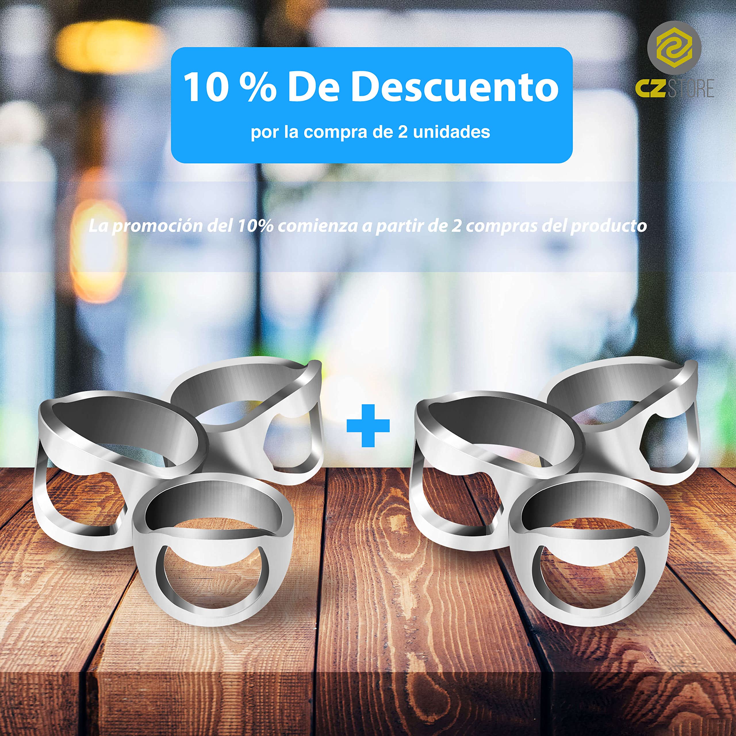 Abridor de Botellas de Dedo 3 Piezas 20 22 24mm Acero Inoxidable Níquel Garantía de por Vida
