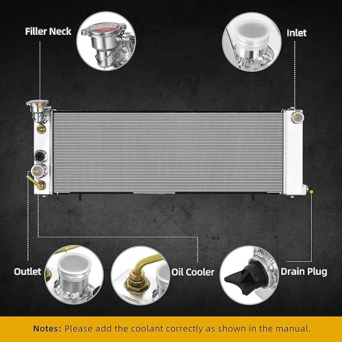 Miniatura 6 de DWVO Radiador de aluminio completo de 2 filas compatible con Jeep Cherokee 1991-2001 1991-1992 Comanche 2.5L 4.0L