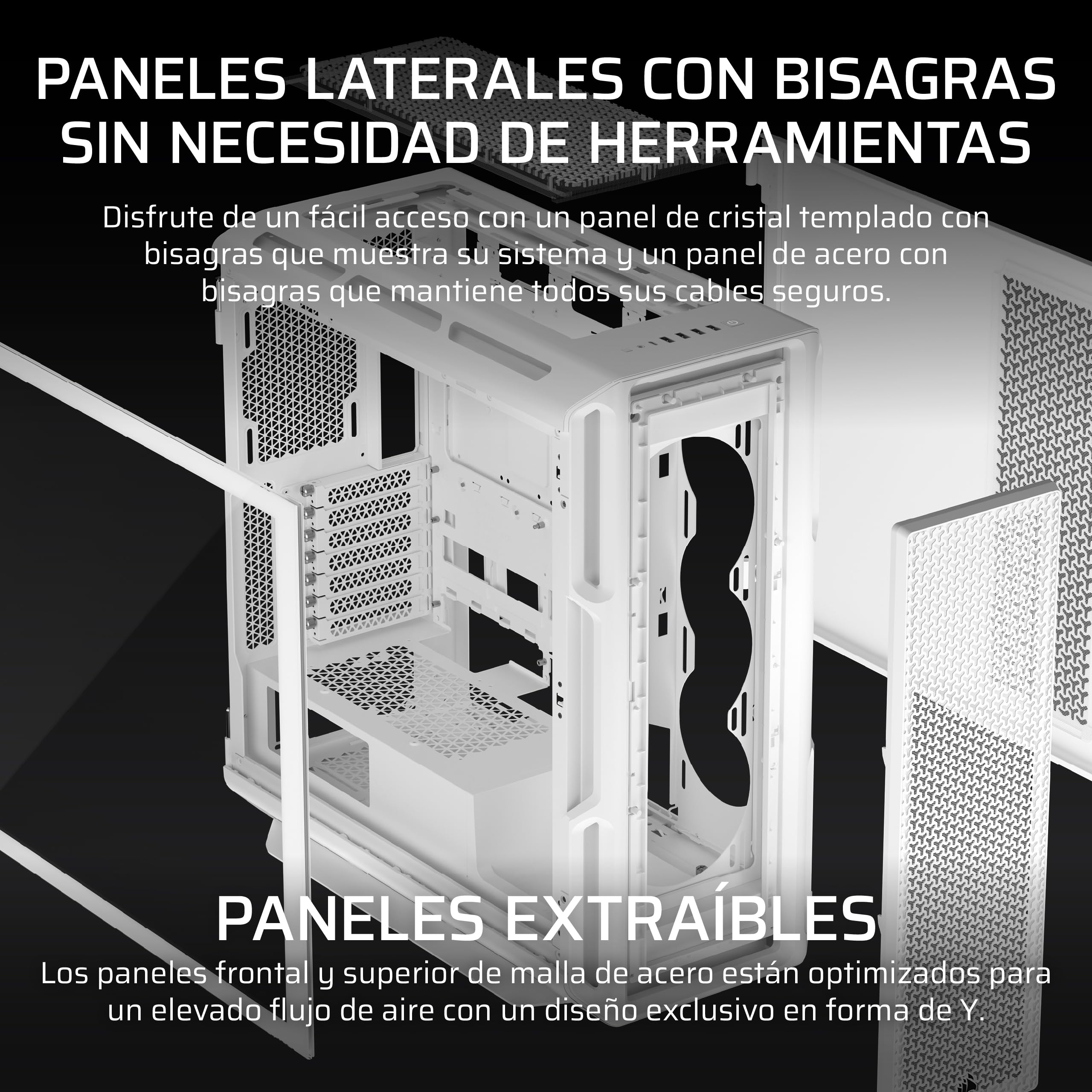CORSAIR 5000T Caja Mid–Tower ATX para PC – Paneles de Flujo de Aire Frontales y en el Techo extraíbles, Interior Espacioso, ASUS BTF, MSI Project Zero, Gigabyte Project Stealth – Blanco
