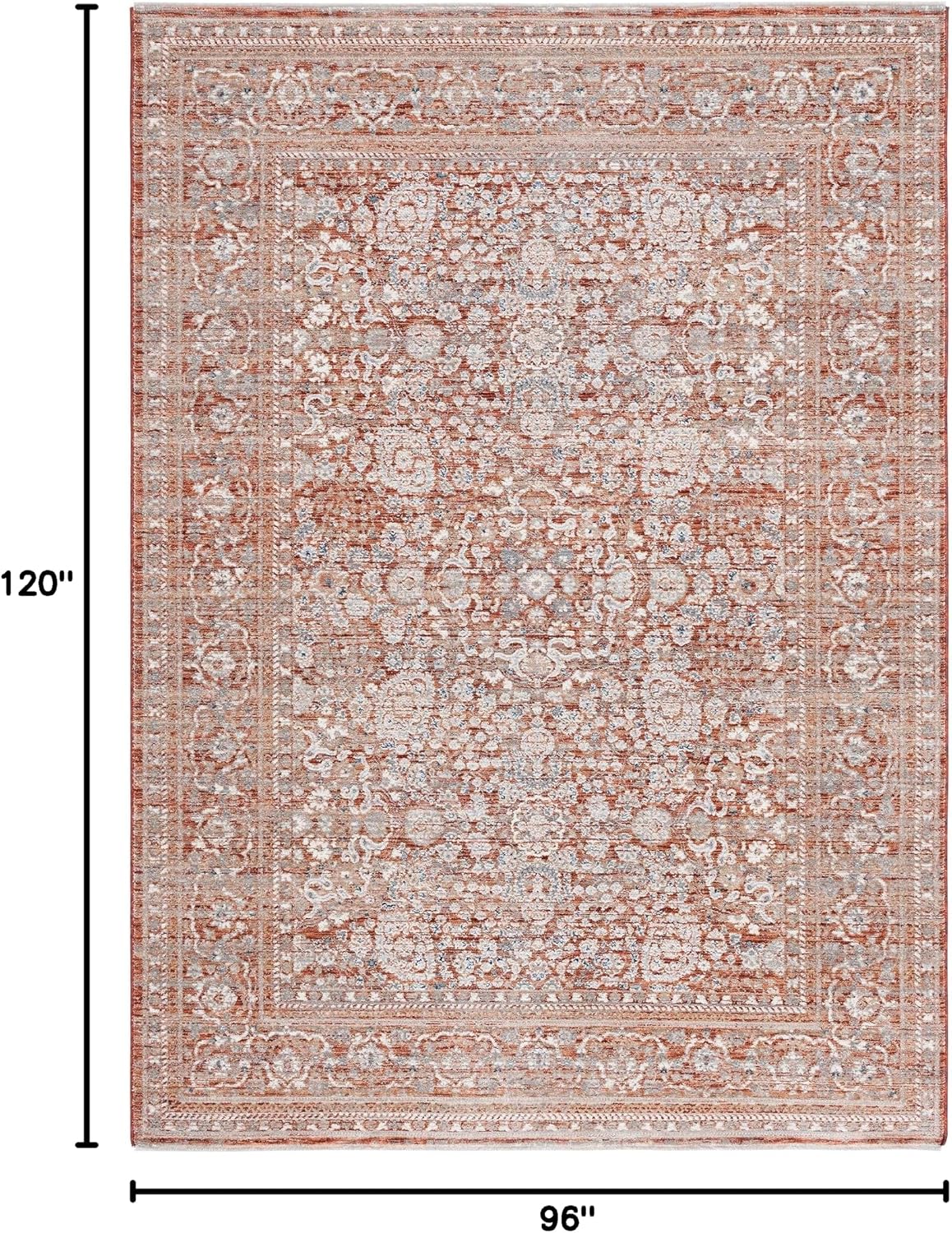 SAFAVIEH Area Rug 8x10 - Harlow Collection - Large - Rust & Ivory Grey, Traditional Design, Ideal for Living Room, Bedroom, Office, Dining Space (HAR163P)