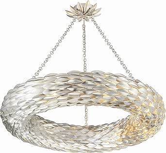 Crystorama Broche 8 Light Antique Silver Chandelier